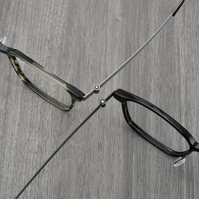 Unisex Full Rim Square Screwless Titanium Acetate Eyeglasses Frame 6007 - Lightweight Durable Glasses for Work, Reading & Everyday Wear