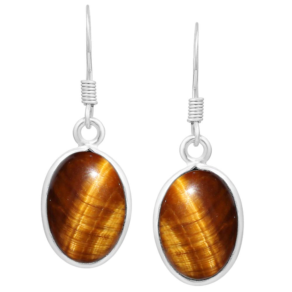 12.40Cts Oval Natural Gemstone Dangle Earrings for Women - Handmade Bohemian Jewelry, Mother's Day Gift for Wife & Mom - Perfect for Weddings, Parties & Special Occasions