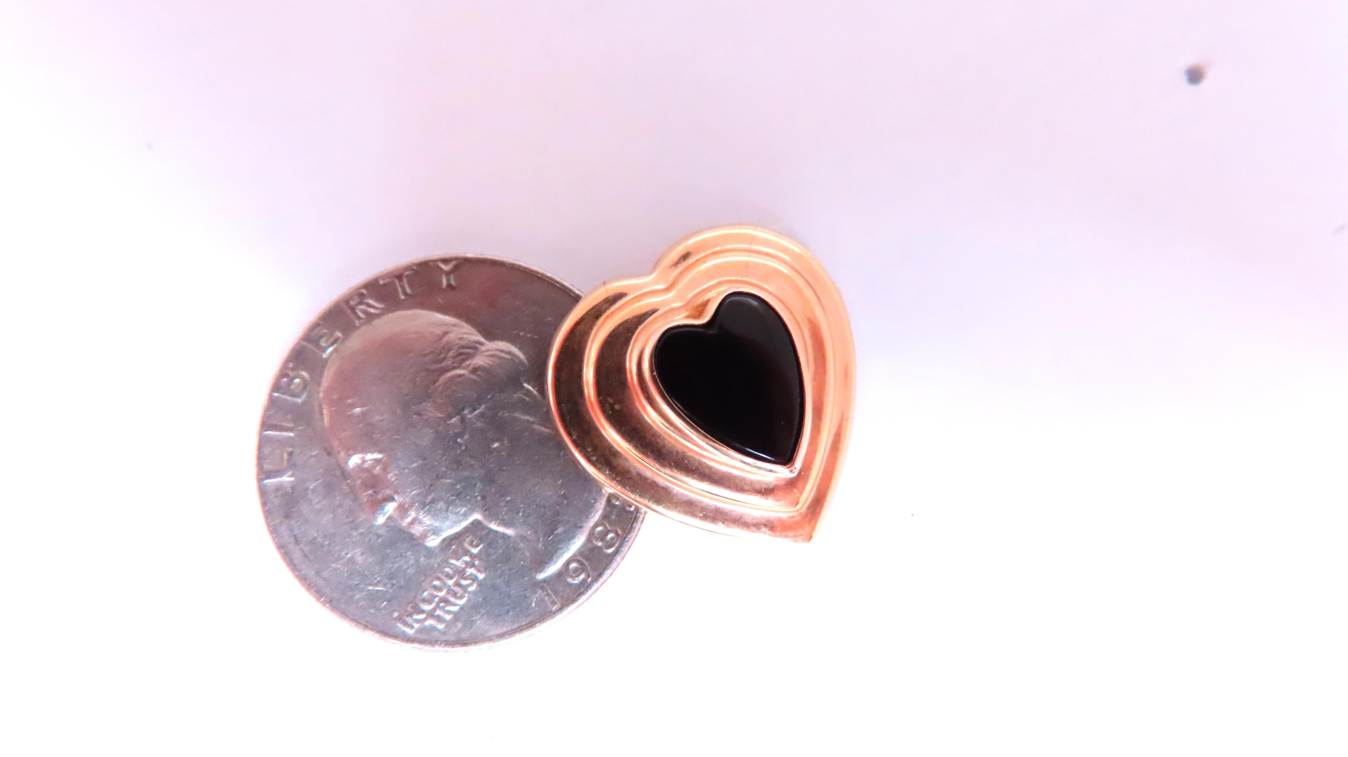 14K Gold Heart Onyx Dome Earrings for Women - Elegant Stud Earrings for Valentine's Day, Anniversary & Special Occasions