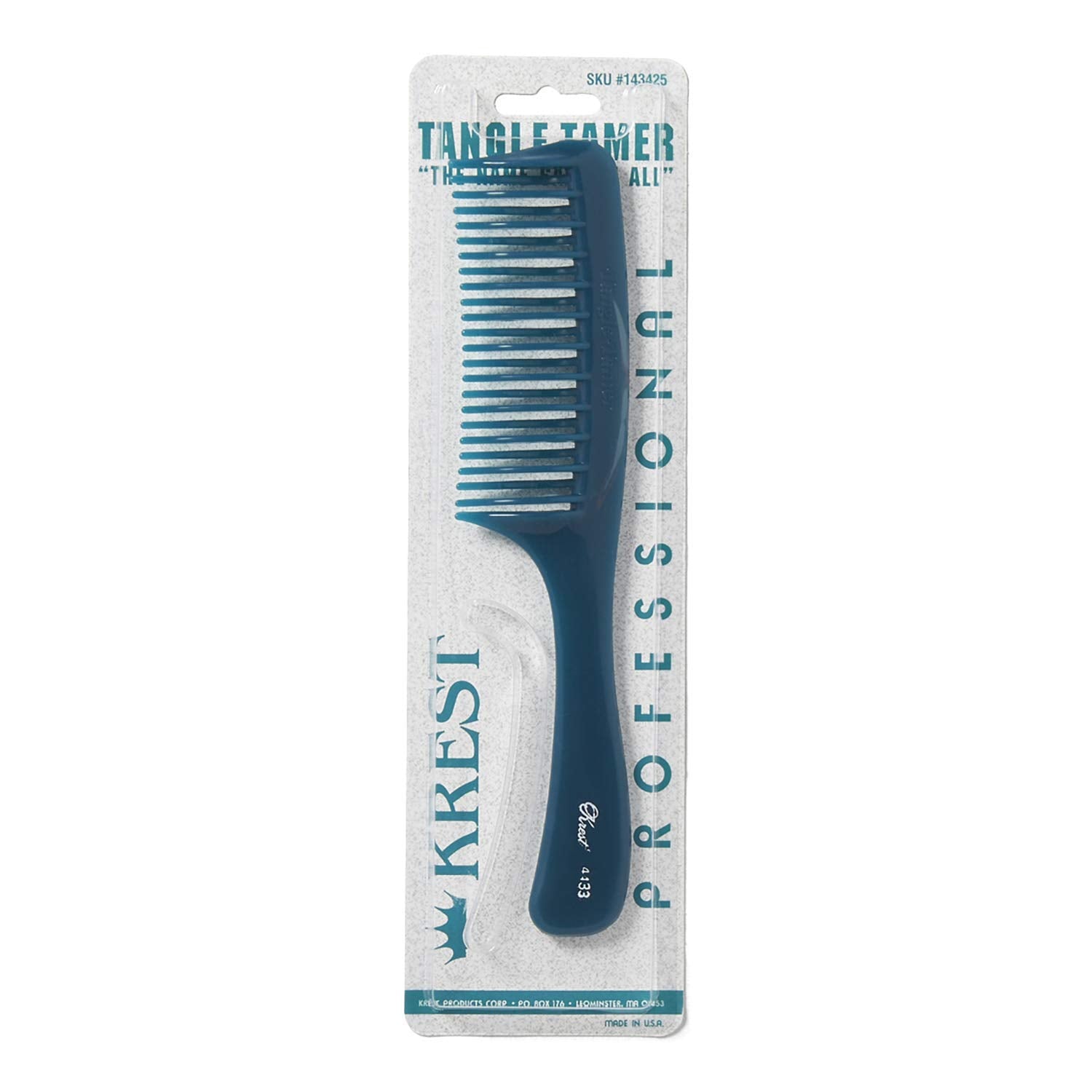 Krest Combs 4433 Teal Tangle Tamer Wide Tooth Comb for Wet & Curly Hair - 1 Count - Detangling Comb for Salon, Home & Travel Use
