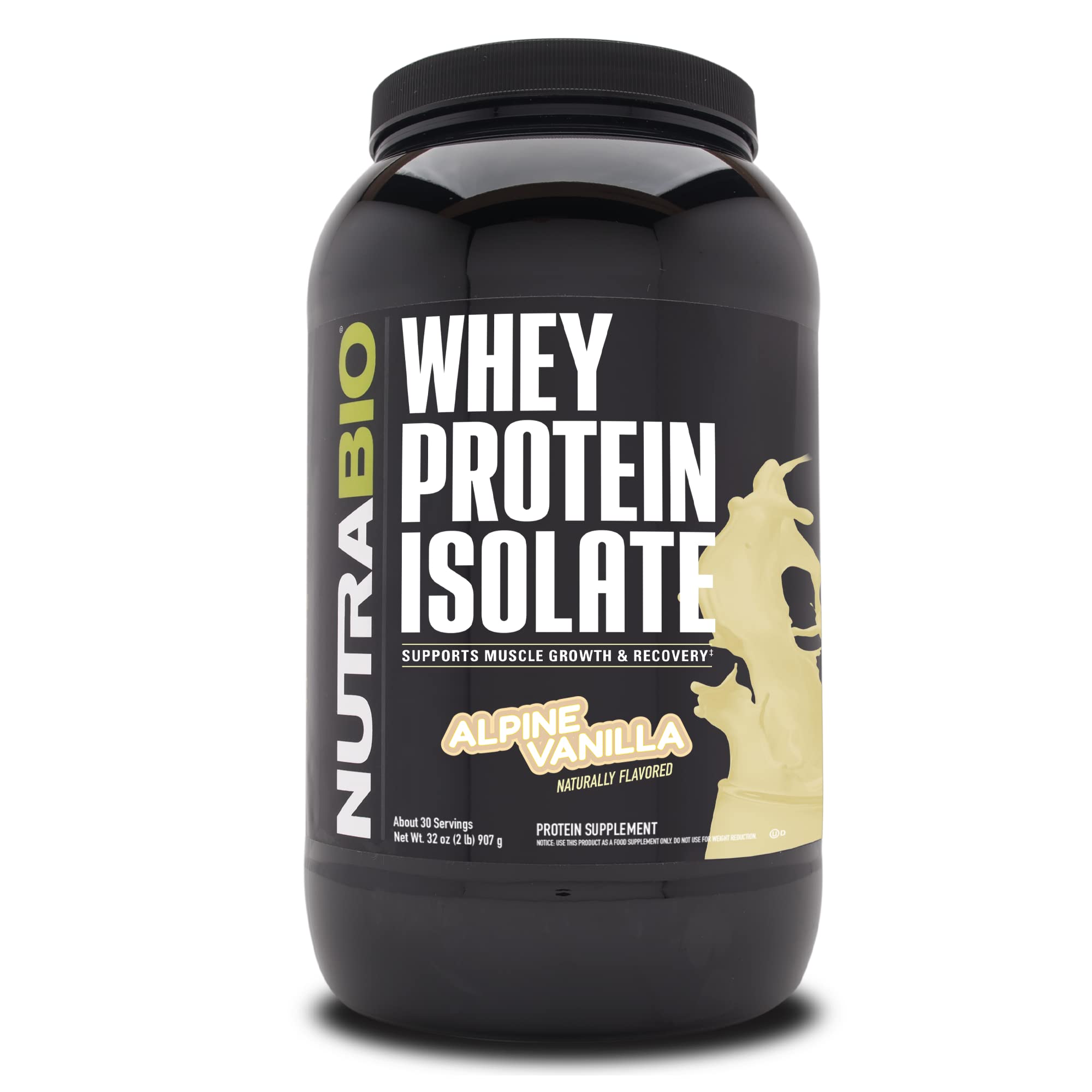 NutraBio 100% Whey Protein Isolate Powder - 25G Protein Per Scoop, Complete Amino Acid Profile - Non-GMO, Soy & Gluten Free, Zero Fillers - Vanilla Flavor, 2lb for Muscle Recovery & Post-Workout Nutrition