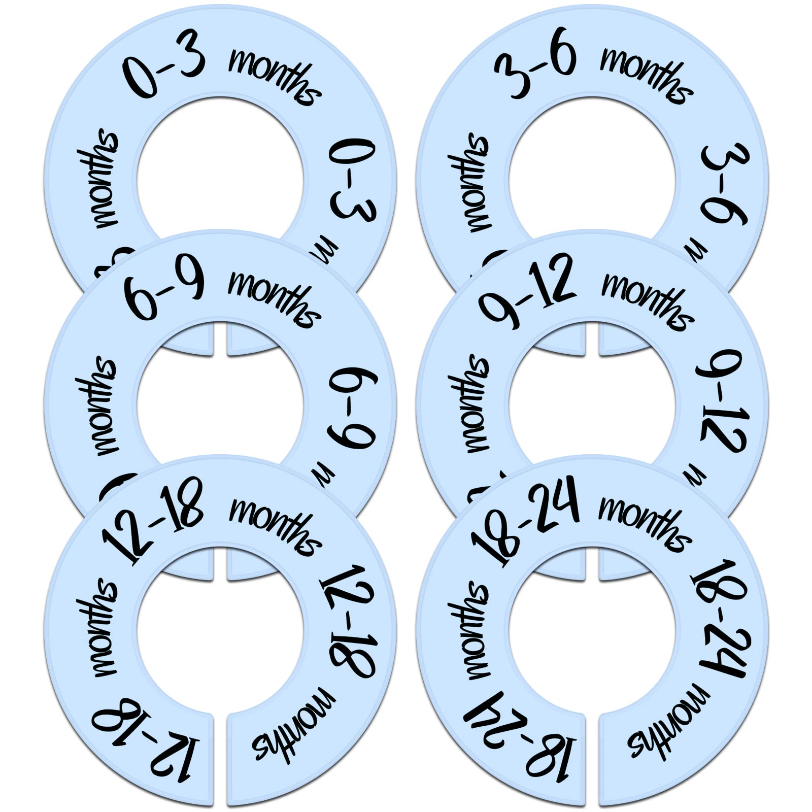 Pro Goleem Baby Closet Dividers - 6-Pack Blue Nursery Organizer for Baby Clothes (Fits 1.5