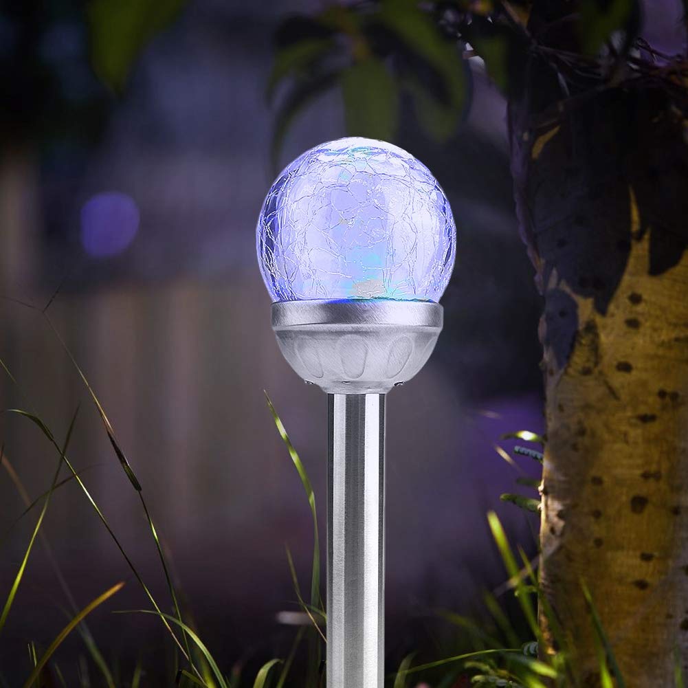 3D Solar Crackle Glass Ball Light - Outdoor Solar Powered LED Landscape Lights, Waterproof Garden Lamp with Auto On/Off - Perfect for Patio, Yard, Pathway, and Garden Decor