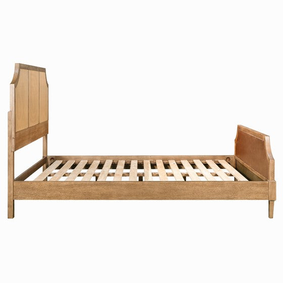 Salina Woven Cane Queen Size Platform Bed Frame - Rattan Headboard & Sturdy Wooden Slat Support - Perfect for Boho, Coastal & Farmhouse Bedroom Decor