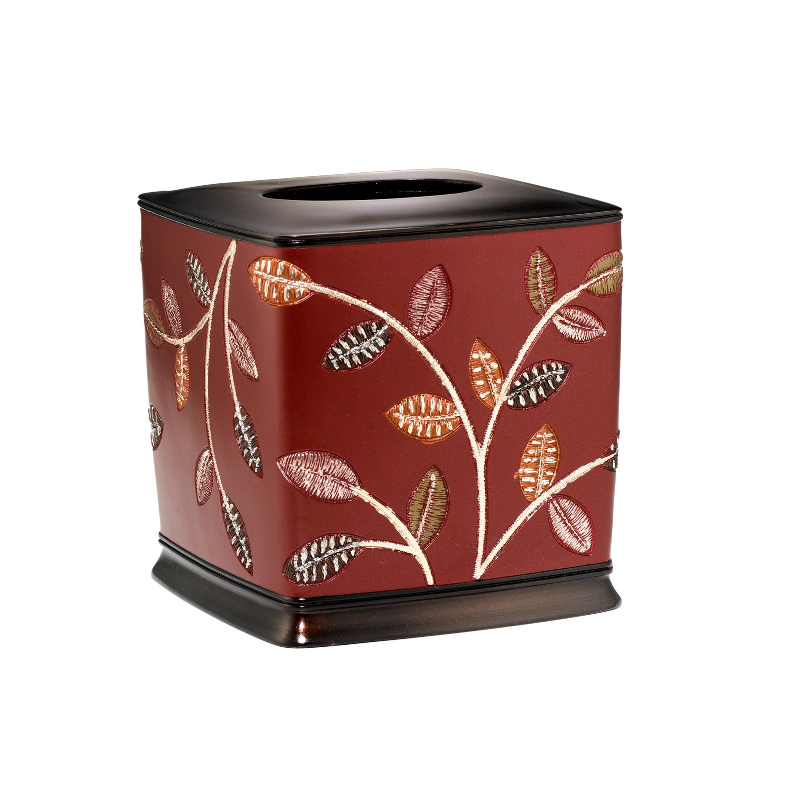 Popular Bath Aubury Tissue Box in Burgundy - Elegant Home Decor for Bathroom, Living Room & Office | Soft & Durable Facial Tissue Holder