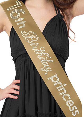 16th Birthday Princess Rhinestone (Gold Sash)