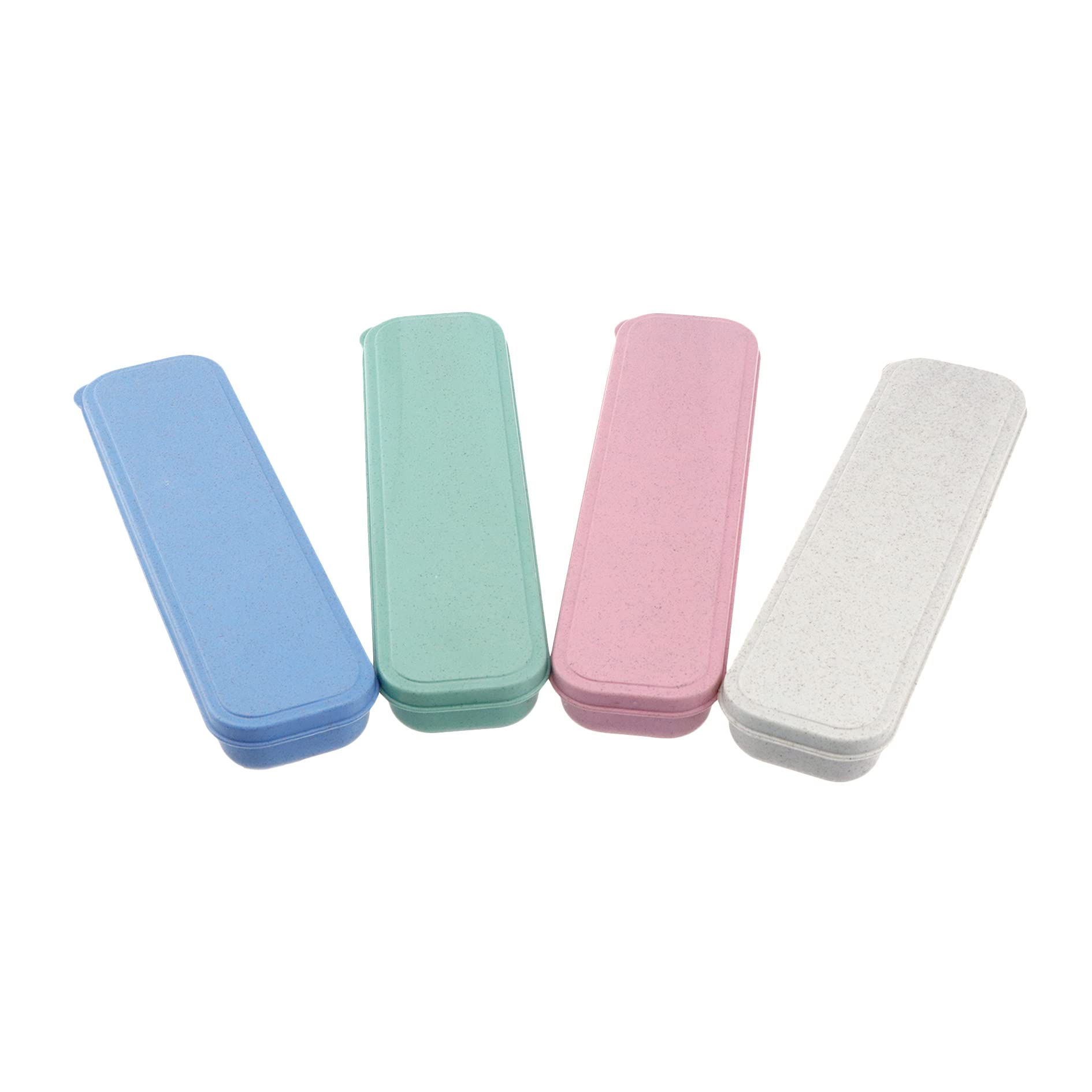 MY MIRONEY 4-Piece Travel Tableware Set - Portable Cutlery Storage Box with Chopsticks, Spoon & Fork - Compact Utensil Organizer for Camping, Picnic & Office (Pink, Blue, Beige, Green)