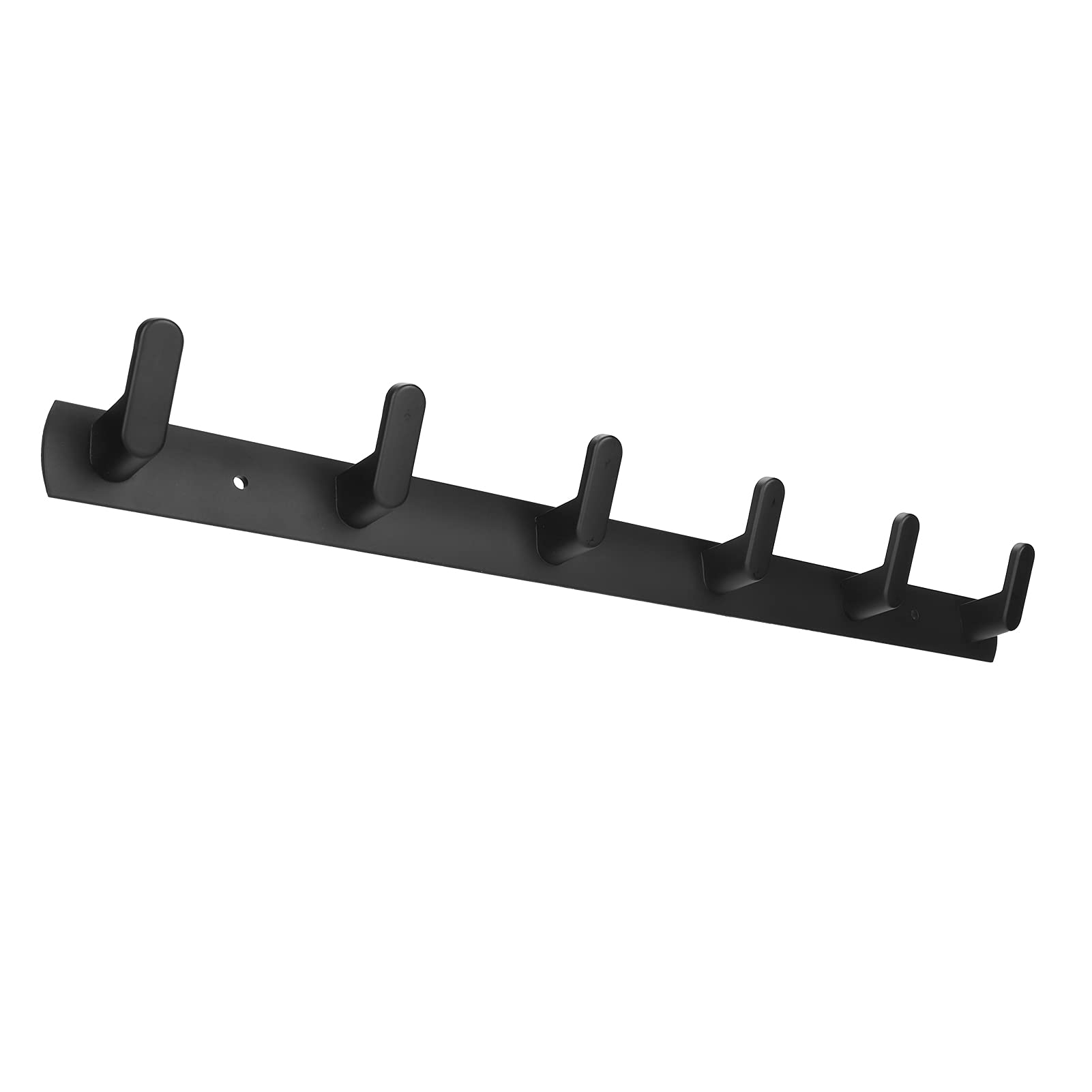 Wall Mount Coat Rack with 6 Hooks - Black for Bedroom, Bathroom & Hallway