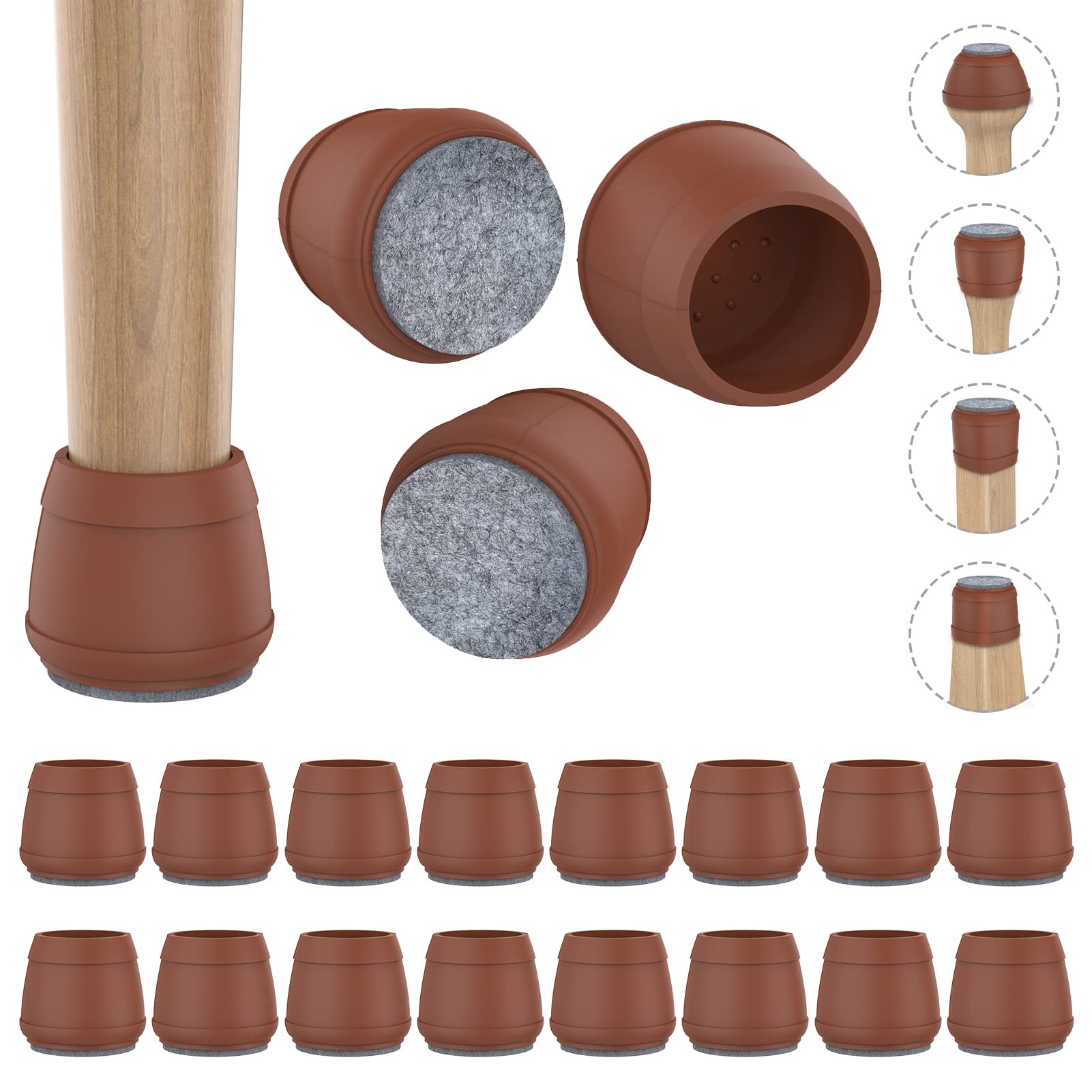 16 PCS Silicone Chair Leg Floor Protectors (1 Inch) - Non-Slip Furniture Pads for Hardwood Floors & Tile - Protect Floors from Scratches & Noise