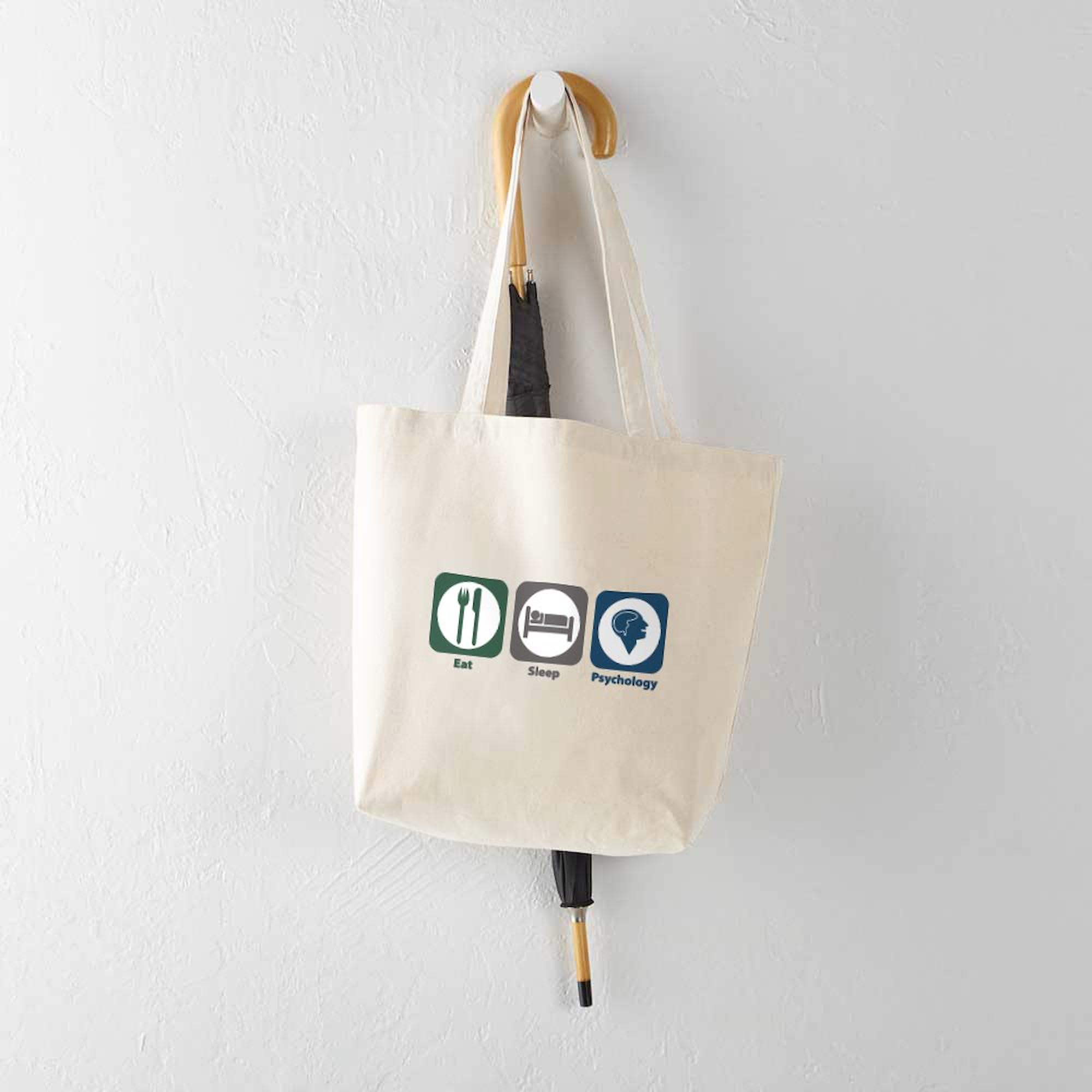 Eat Sleep Psychology Tote Bag - Natural Canvas Reusable Shopping Bag for Students, Therapists & Psychology Lovers - Perfect for School, Work & Grocery Shopping