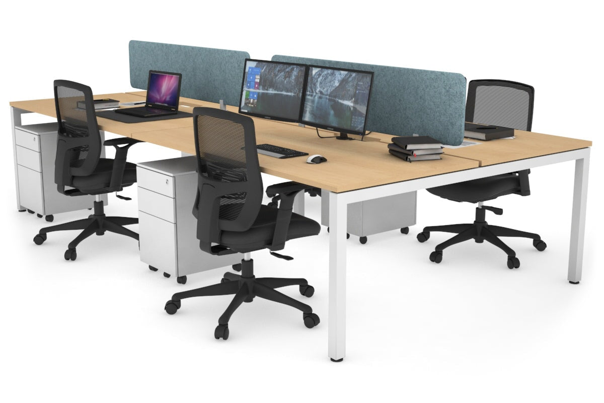 4-Person Office Workstation with Quadro Square Legs - 1800L x 800W Desk with Cable Management Scallop | Perfect for Collaborative Workspaces & Open Office Environments