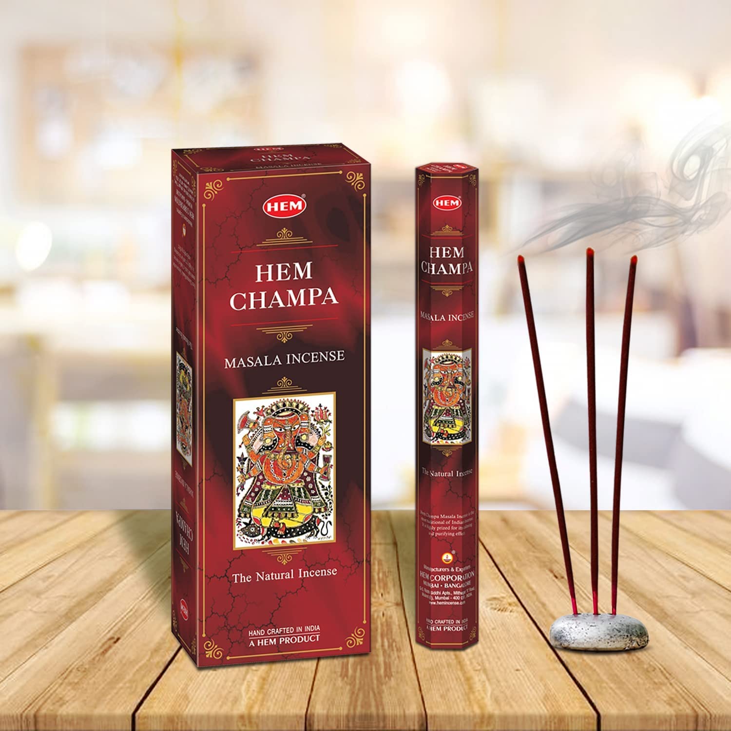 HEM Champa Masala Incense Sticks - 120 Count Pack | Natural Aromatherapy for Meditation, Yoga & Spiritual Relaxation | Air Freshener for Home, Office & Sacred Spaces | Perfect Gift Set (301g Each)