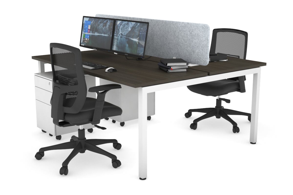 Quadro Square Legs 2 Person Office Workstation Desk - 1200L x 700W Modern Shared Workspace Solution for Home & Business Offices