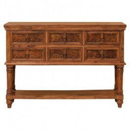 Handcrafted Elephant Design Solid Wood Side Table - Traditional Indian Style End Table for Living Room, Bedroom & Balcony Decor