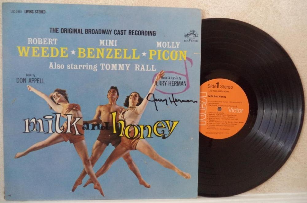 Jerry Herman Milk And Honey Original Signed Vinyl Record with COA - Broadway Musical Collector's Edition - Perfect for Theater Enthusiasts & Vintage Music Collectors