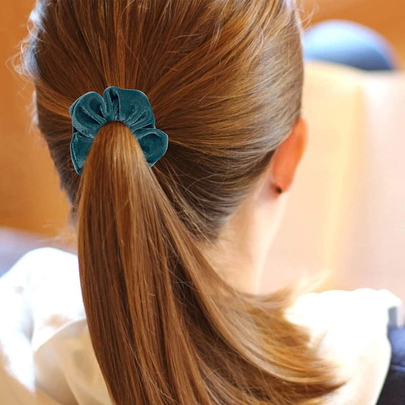 Staila 8-Pack Velvet Hair Scrunchies - Soft Hair Ties for Women & Girls (8 Colors) - Perfect for Work & Gym