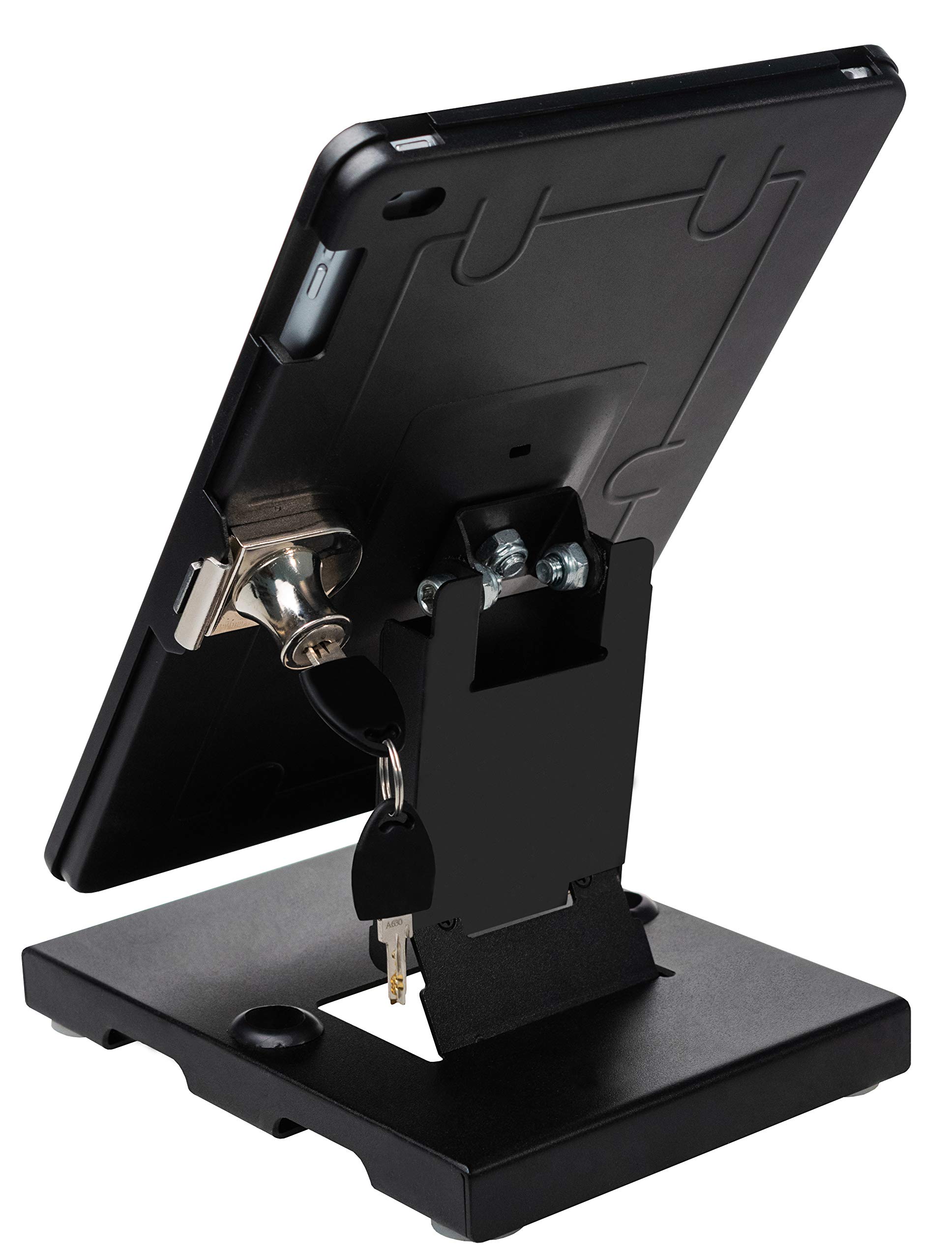 CTA Digital Black Flat-Folding Tabletop Security Stand for iPad 10.2-Inch (Gen), iPad Air 3 (2019) & iPad Pro 10.5 - Portable iPad Holder for Work, Study & Entertainment