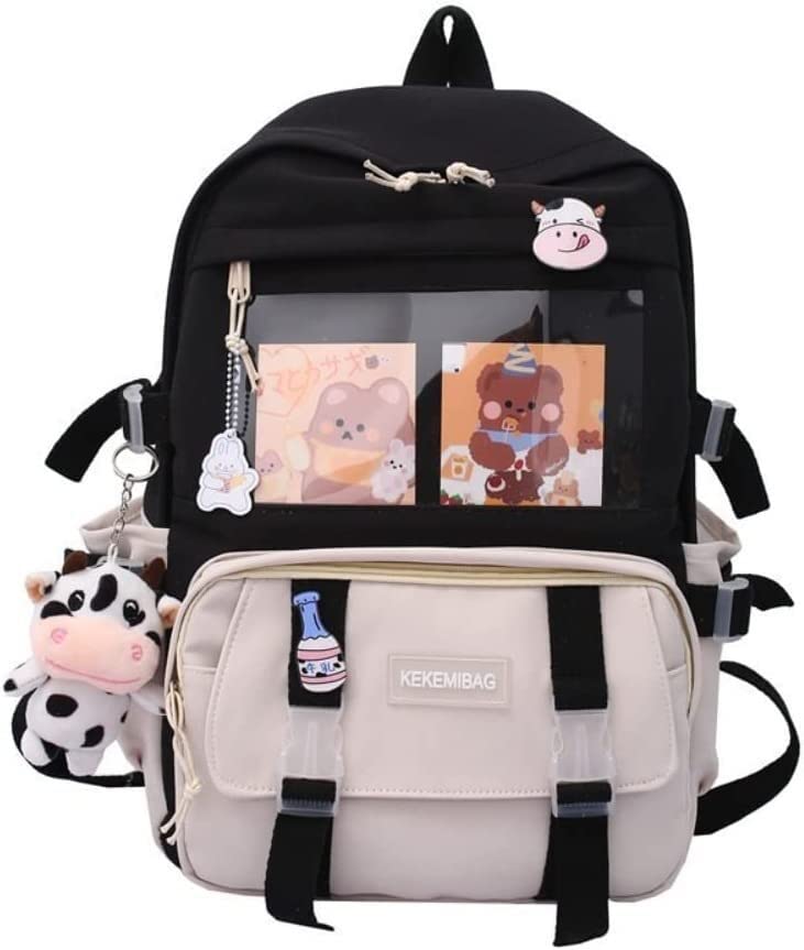 Cute Transparent Ita Backpack with Pendant Pins - Aesthetic Clear Daypack for Teen Girls | School Bag, Anime Convention, Cosplay & Kawaii Fashion Accessory