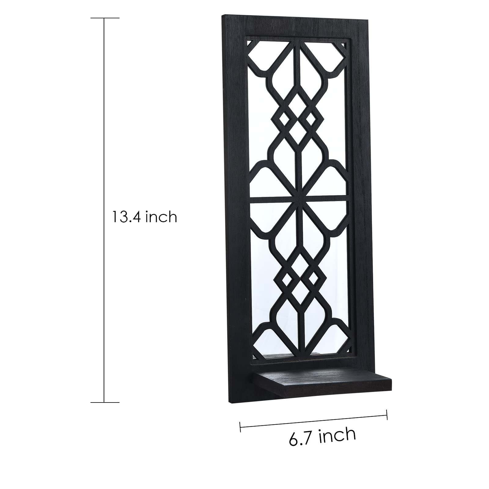 Pibeyer Set of 2 Rustic Wood Wall Candle Sconces - Black Farmhouse Candle Holders for Living Room Decor & Wall Art - Perfect for Home, Bedroom, Wedding and Holiday Decoration