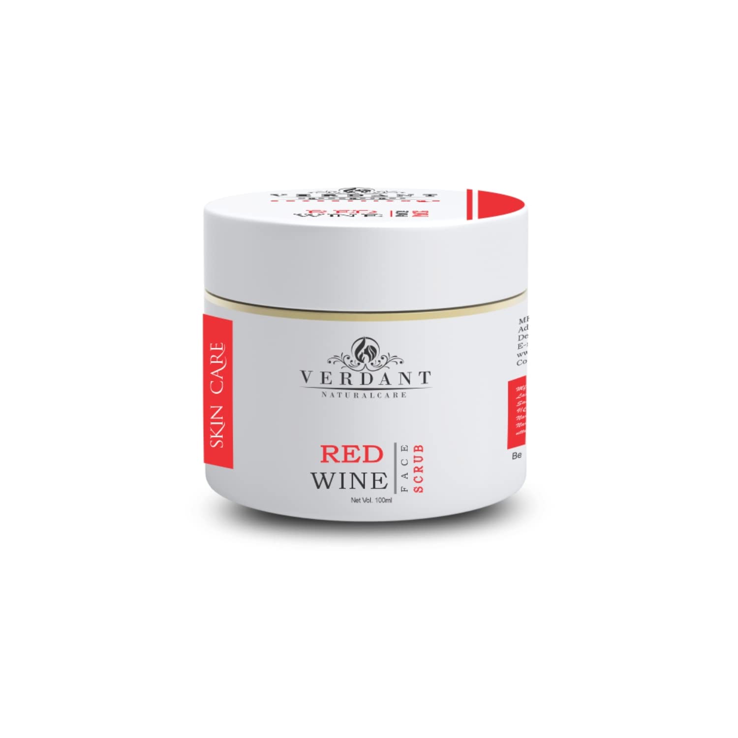 Verdant Red Wine Face Scrub for Tan Removal, Skin Whitening & Brightening - Paraben-Free 100ml | Gentle Exfoliation for Glowing Skin at Home Spa