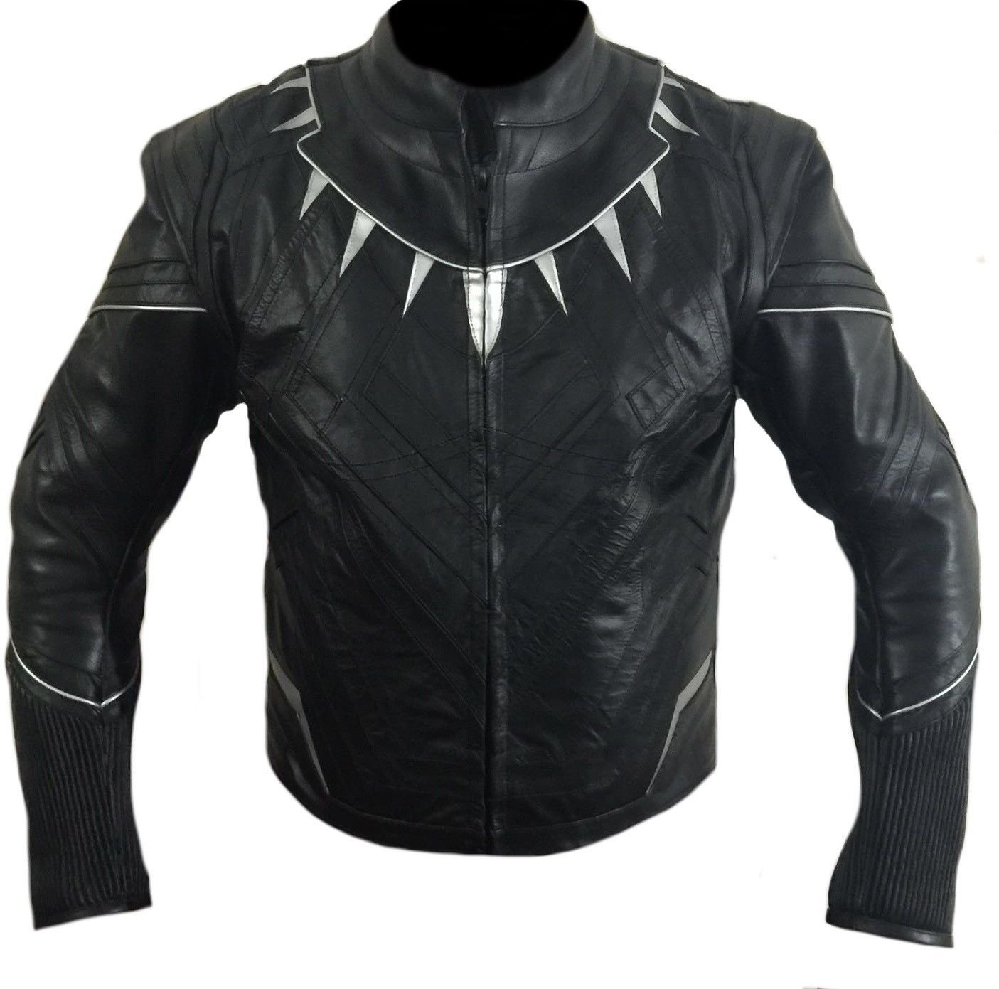 Bestzo Men's Black Panther Captain America Civil War Genuine Leather Jacket - Stylish Superhero Costume for Cosplay, Halloween & Movie-Themed Events