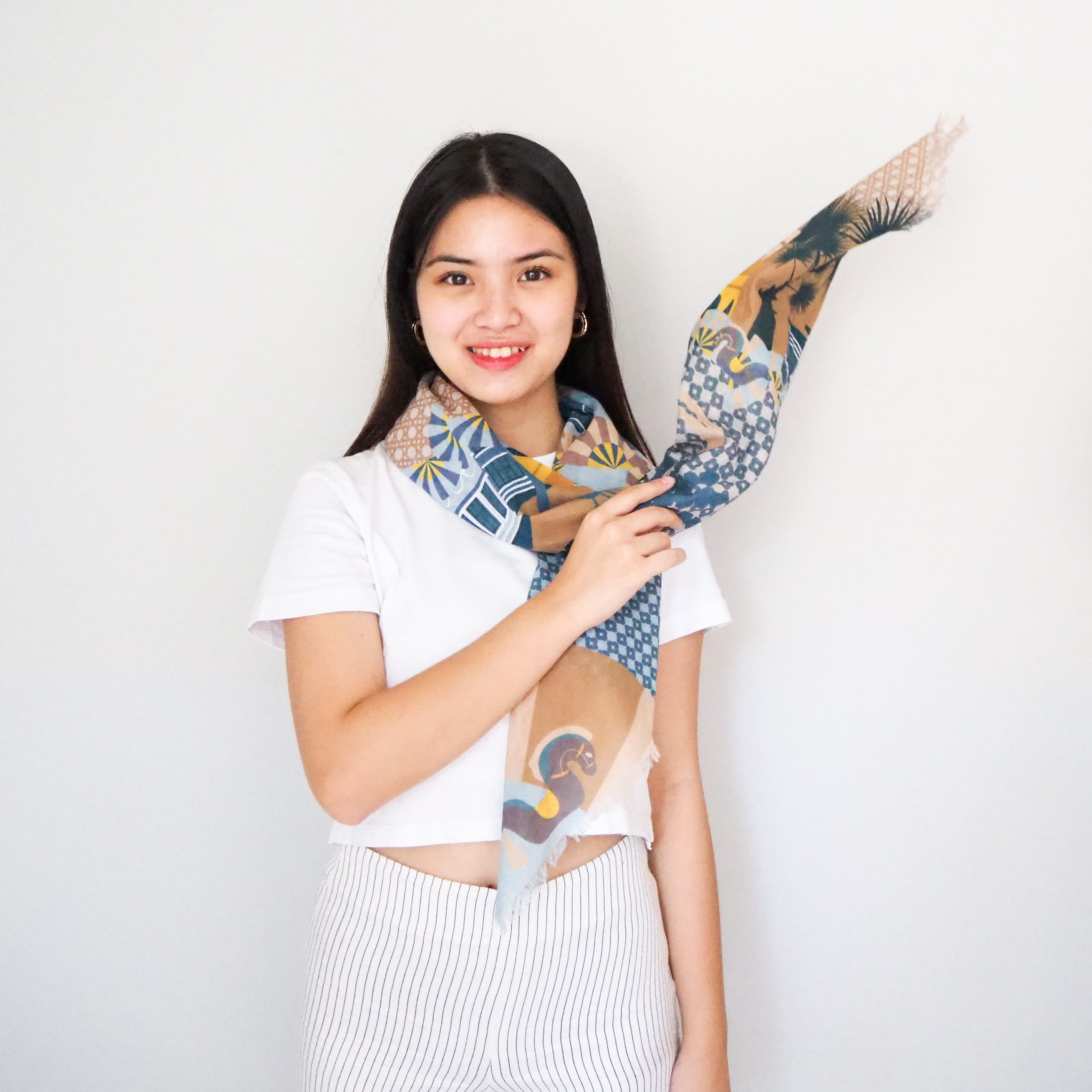 Enchanted Kampong Glam Cotton Scarf - Lightweight & Breathable Fashion Accessory for Women - Perfect for Travel, Beach, and Everyday Wear