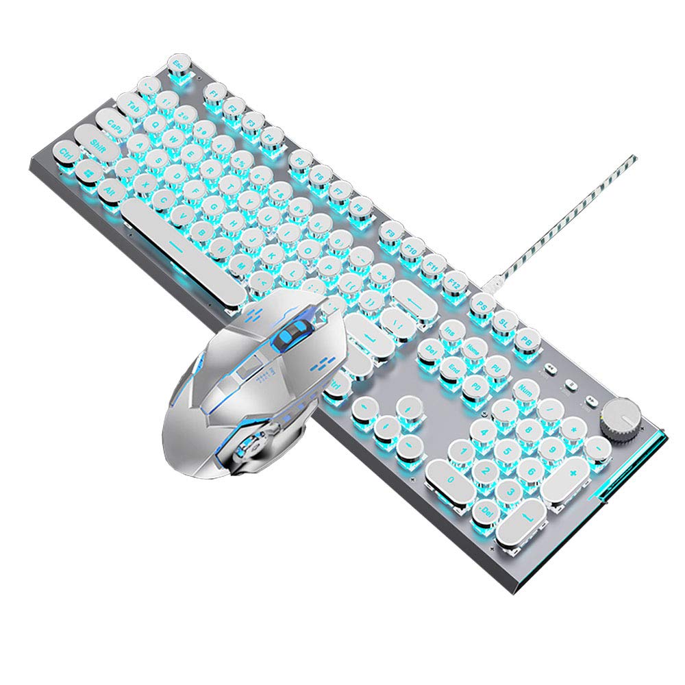 REDSHORE Mechanical Gaming Keyboard and Mouse Combo - Full Size RGB Backlit Wired Keyboard with Punk Design, Ergonomic Mouse for PC, Desktop, Laptop - Perfect for Gaming, Office Work, and Streaming (Black Blue)