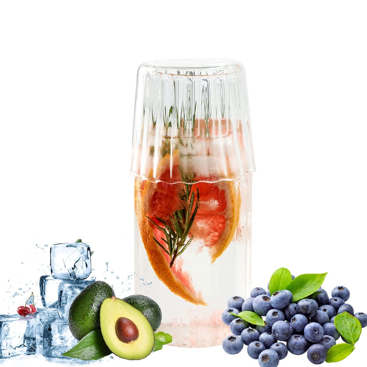 Premium 400ml Glass Water Carafe Set with Cup - Transparent Bedside Pitcher for Juice, Milk, Coffee & Tea - Perfect for Nightstand, Office, Hotel or Gift Use