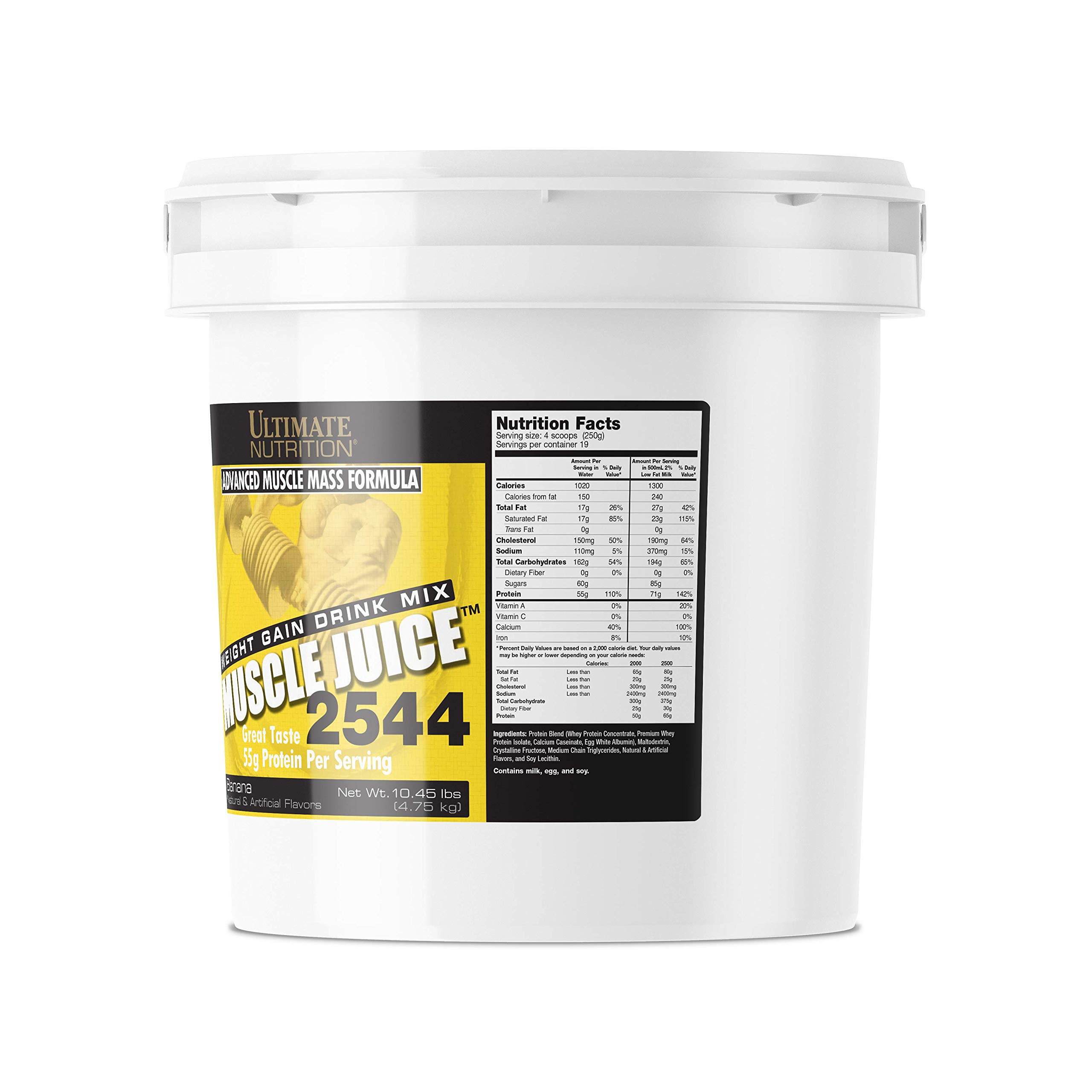 Ultimate Nutrition Muscle Juice 2544 - High Protein Weight Gainer Powder for Lean Muscle Mass (10.45 lbs, Banana Flavor) | Whey Protein Concentrate, Isolate, Casein & Egg White Blend | Perfect for Post-Workout Recovery & Bodybuilding Nutrition