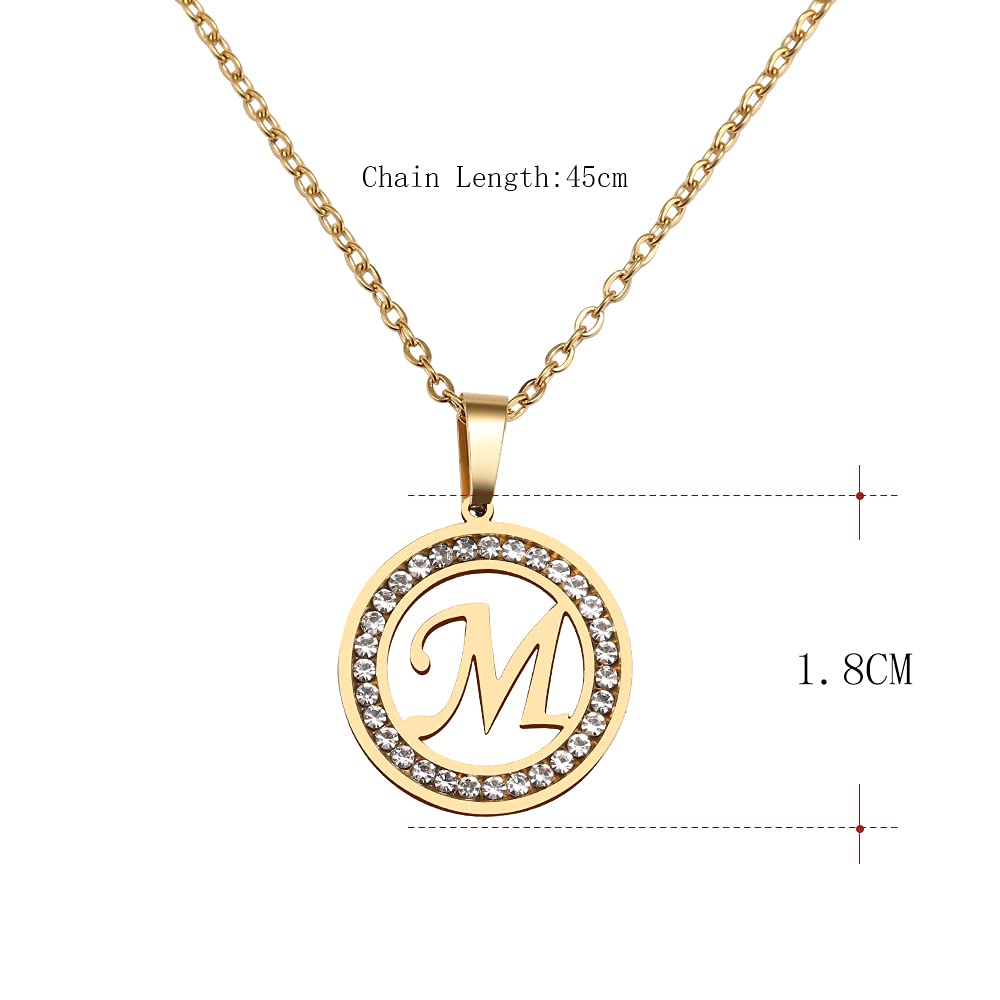 Elegant Gold & Silver Plated Initial Necklace for Women - Personalized 26 Letters Crystal Round Pendant Jewelry Gift for Her | Perfect for Birthdays, Anniversaries & Everyday Wear