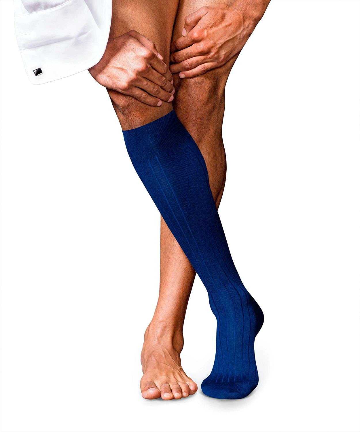 FALKE Men's No. 2 Knee-High Cashmere Socks - Ultra Soft, Lightweight & Warm Winter Socks for Men - Royal Blue 6000 (Size 8-9) - Perfect for Dress Shoes, Boots & Cold Weather Comfort