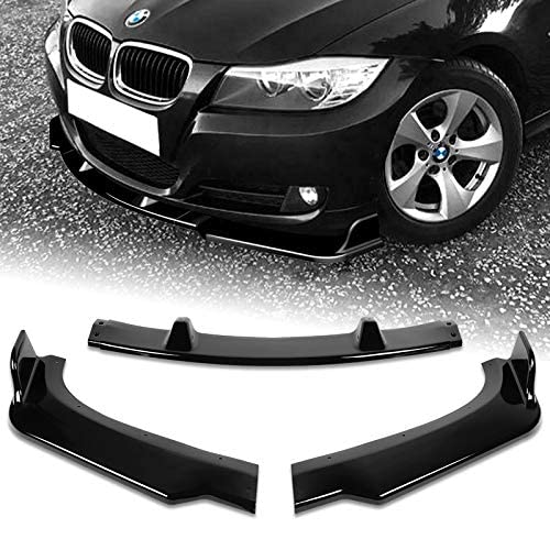 3PCS Front Bumper Lip Kit for 2009-2011 BMW E90 4DR/Sedan - Black Painted Splitter Trim Protection Spoiler & Air Dam Chin Diffuser | Enhances Style & Protects Bumper for Street Racing & Daily Driving