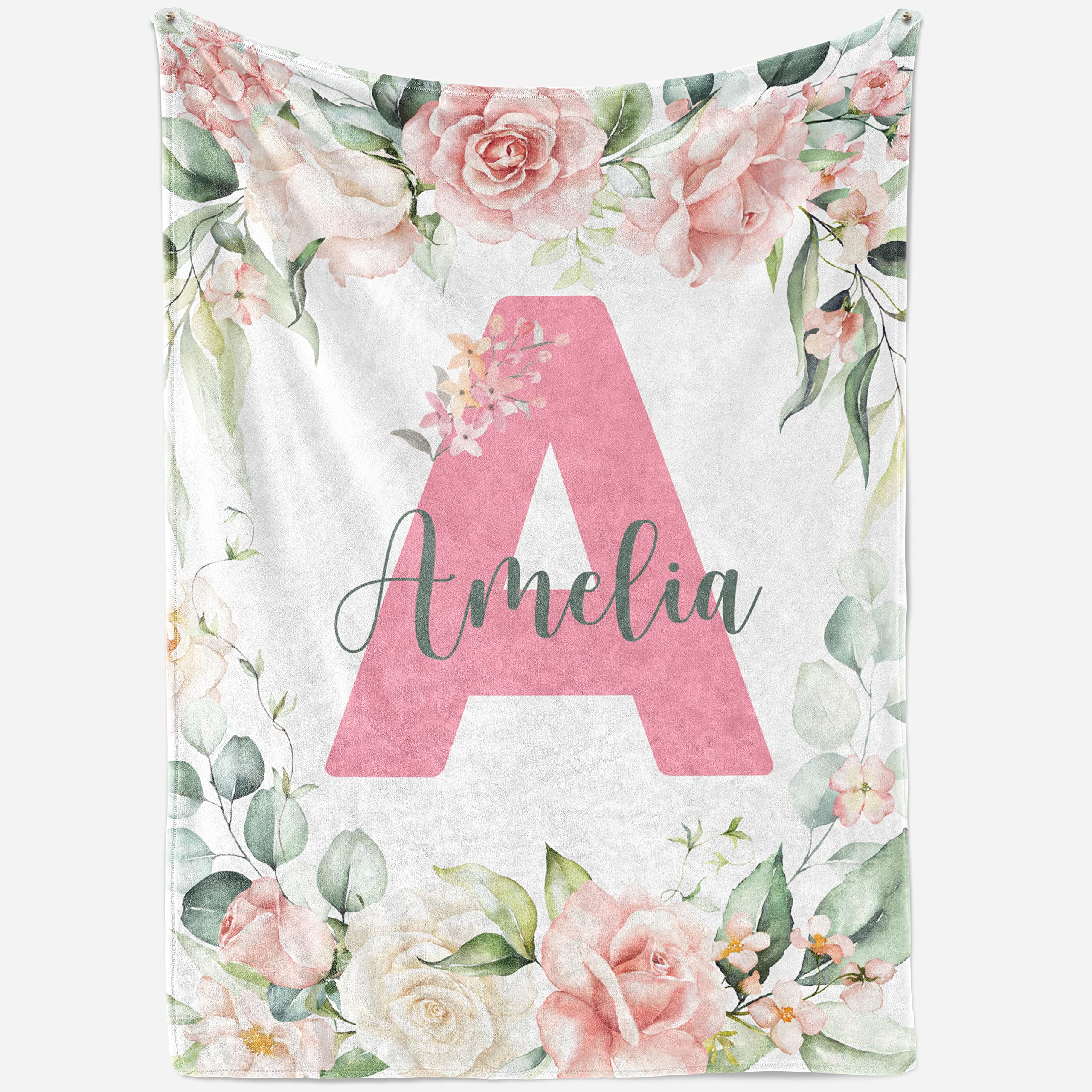 Personalized Baby Blankets for Girls - Custom Name Fleece Blanket 30x40 Inch - Soft Nursery Gift for Newborns & Toddlers - Perfect for Cuddling, Swaddling & Nursery Decor (Letter 04)