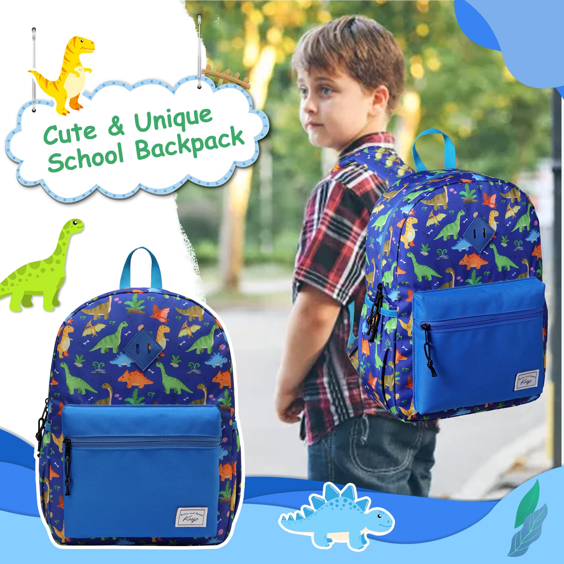 Kasqo Kids Backpack - Water Resistant Lightweight School Bookbag with Adjustable Chest Strap for Boys & Girls | Perfect for Preschool, Daycare & Travel