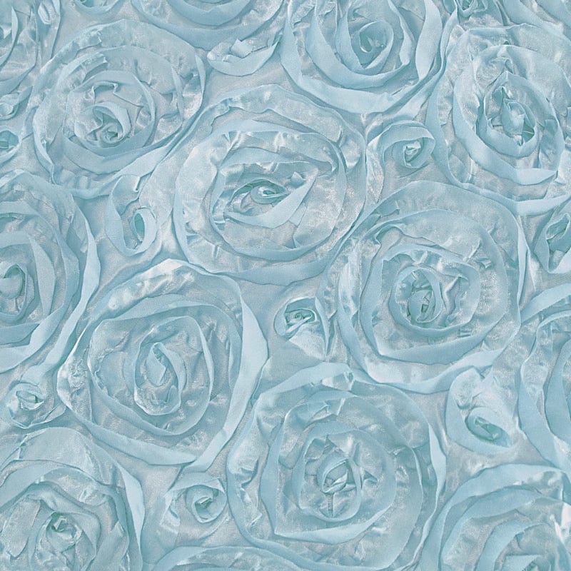 90x132 Inch Satin Ribbon Roses Rectangle Tablecloth - Elegant Dining Table Cover for Weddings, Parties & Home Decor