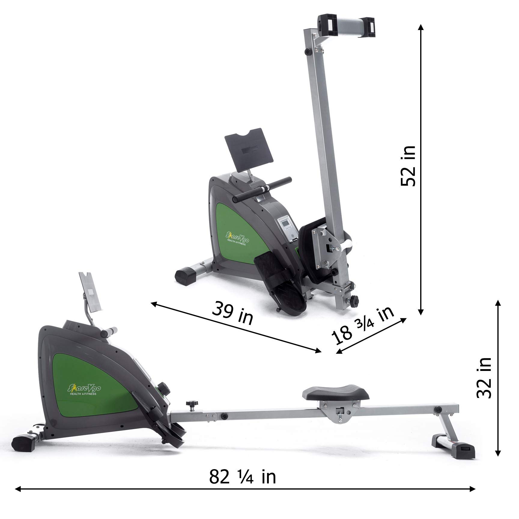 ShareVgo Smart Rowing Machine SRM1000 - Foldable Magnetic Rower with Bluetooth LCD Monitor, Tablet Holder & Free Fitness App for Full Body Workout - Max 300 lbs Capacity - Perfect for Home Gym, Cardio Training & Weight Loss