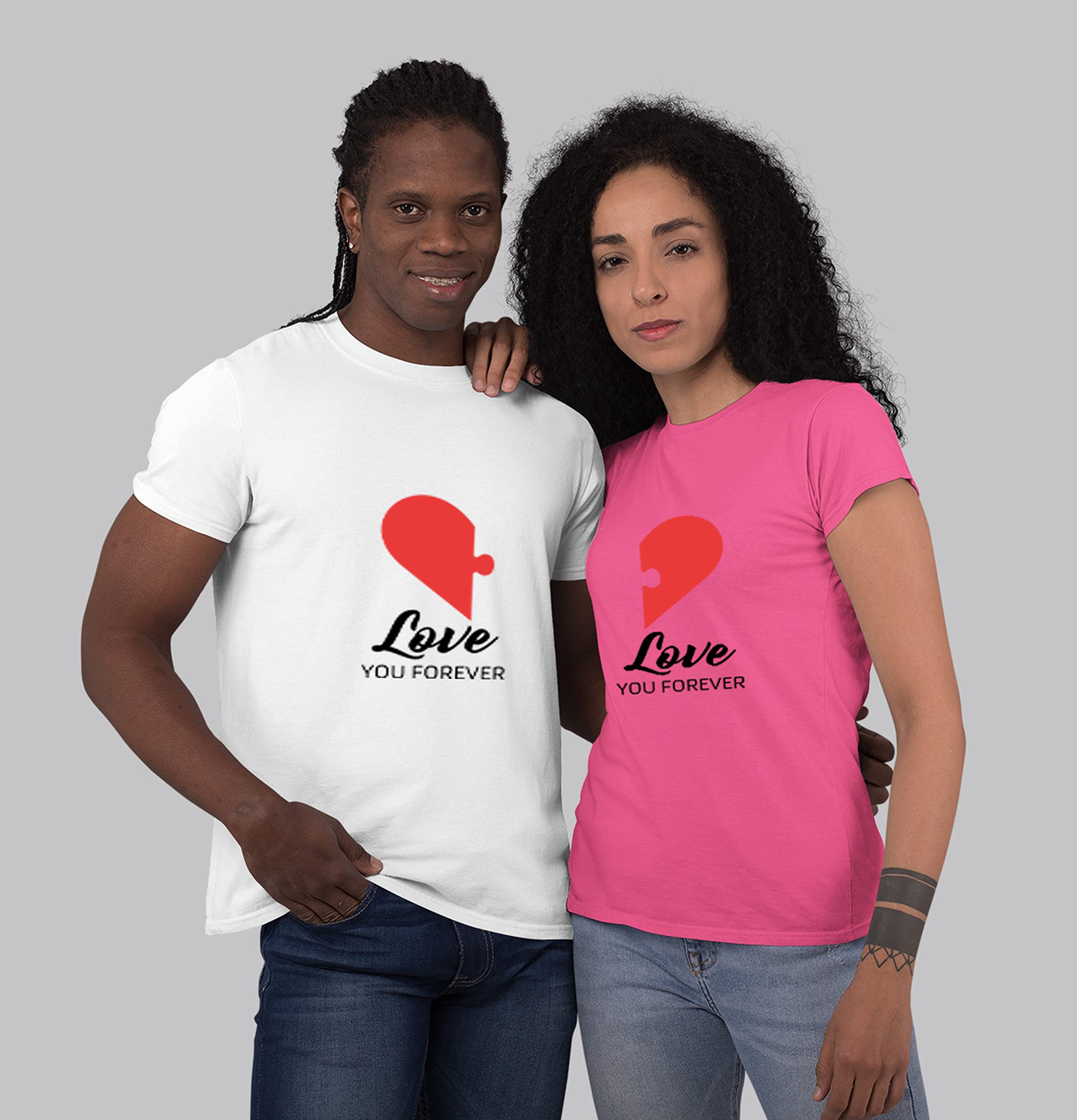 Love You Forever Matching Couple T-Shirts - Romantic Birthday Gifts for Couples - Perfect for Anniversaries, Valentine's Day & Date Nights