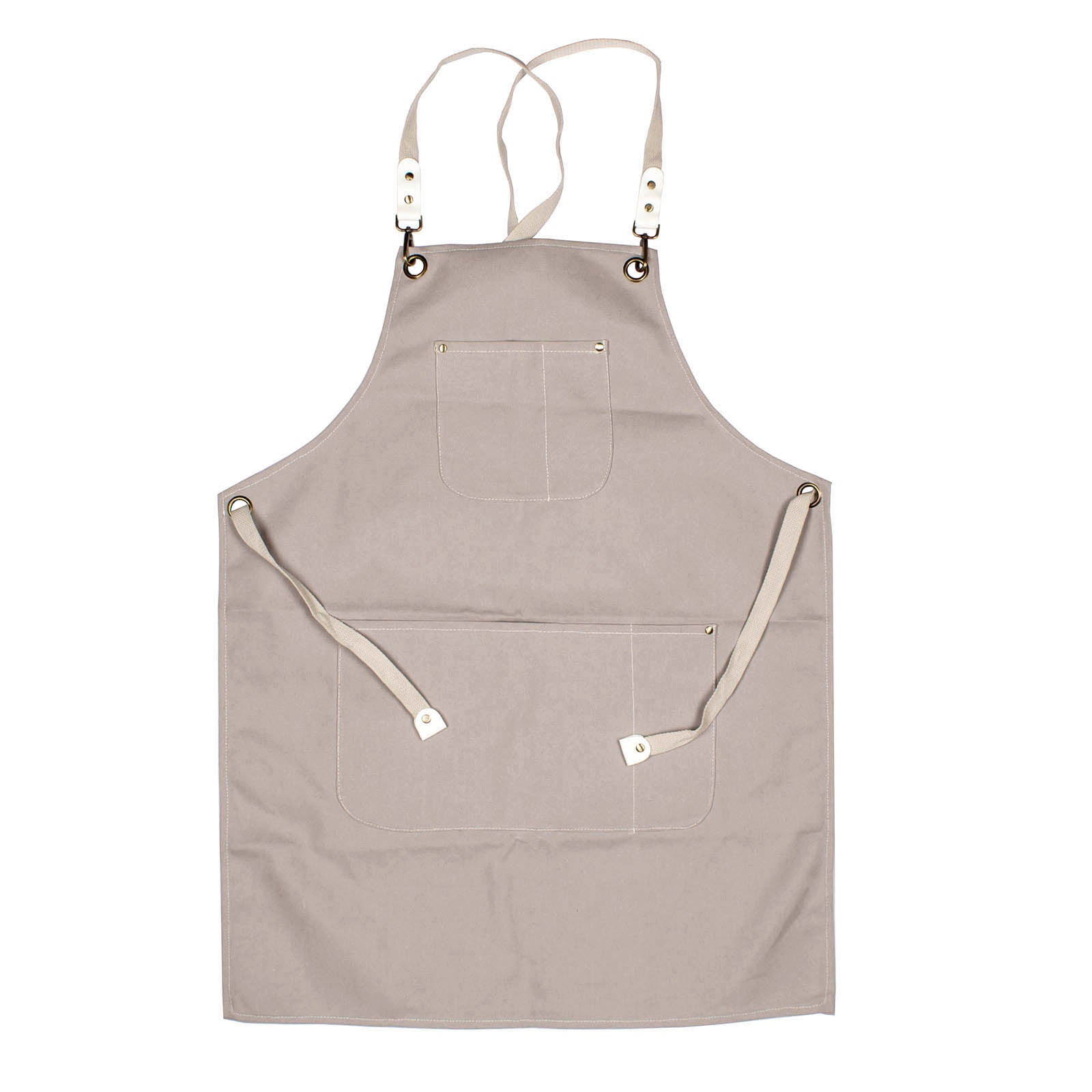 BarConic® Grey Canvas Apron with Adjustable Straps - Durable Kitchen & BBQ Apron for Cooking, Grilling, Baking & Crafting