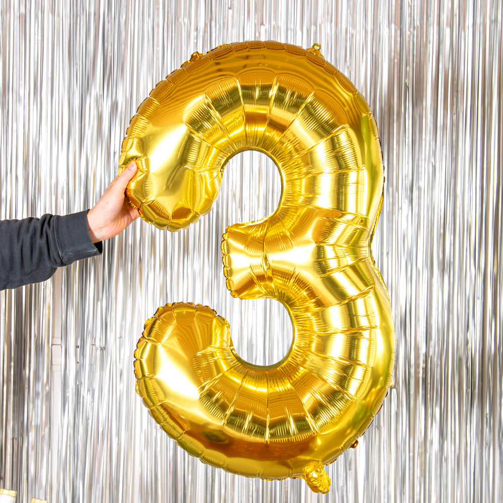 Balloonify Gold Mylar Number 3 Balloon - 40 Inch Large Foil Balloon for Birthday Party Decorations, Baby Showers & Anniversary Celebrations (1 Count Box)