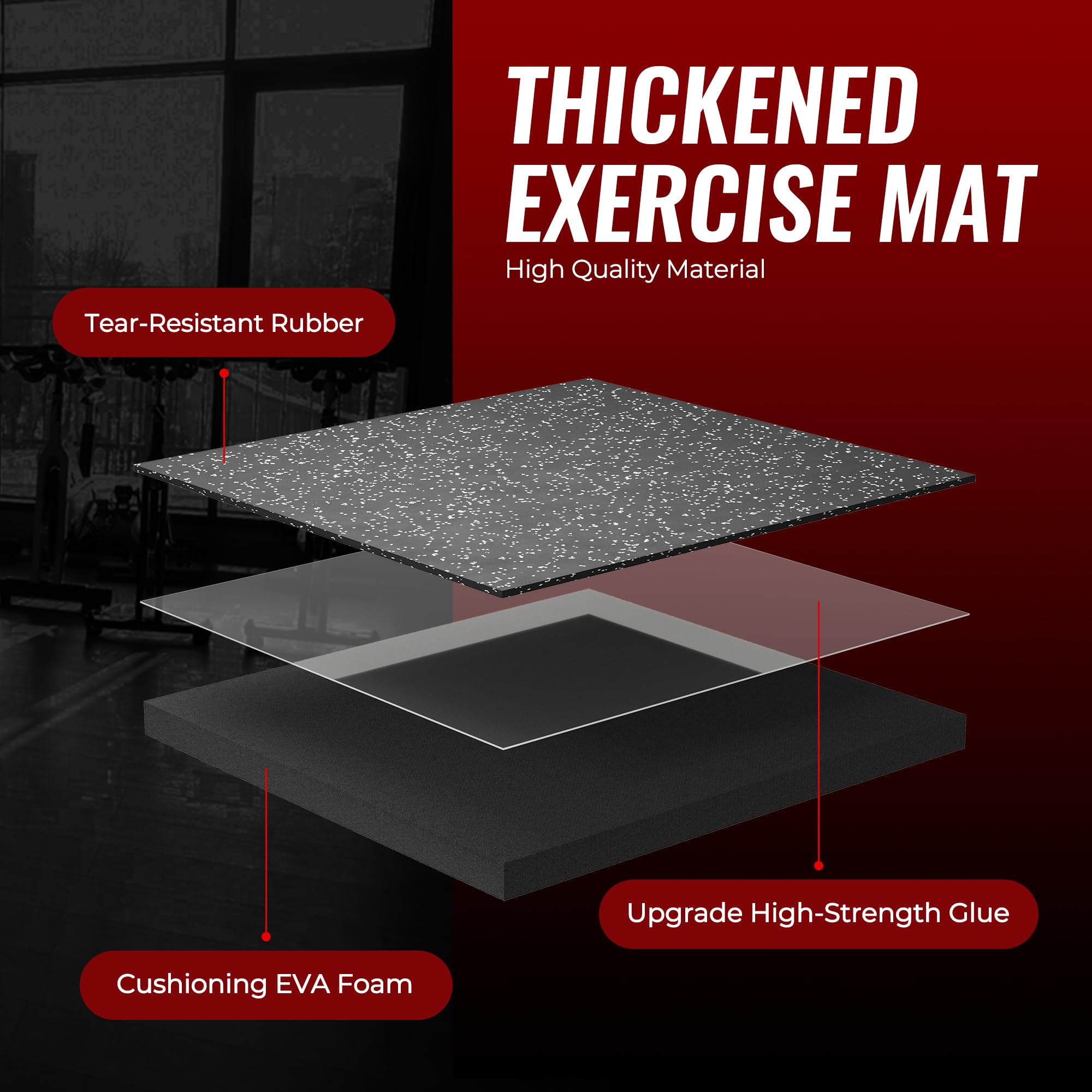 SUPERJARE 0.79'' Thick High-Density EVA Foam Exercise Mats - 12-Piece Interlocking Gym Floor Tiles (48 Sq Ft) for Home Workouts, Yoga & Fitness - Black/Grey Rubber Top Flooring - Ideal for Home Gym, Garage & Basement Workout Spaces