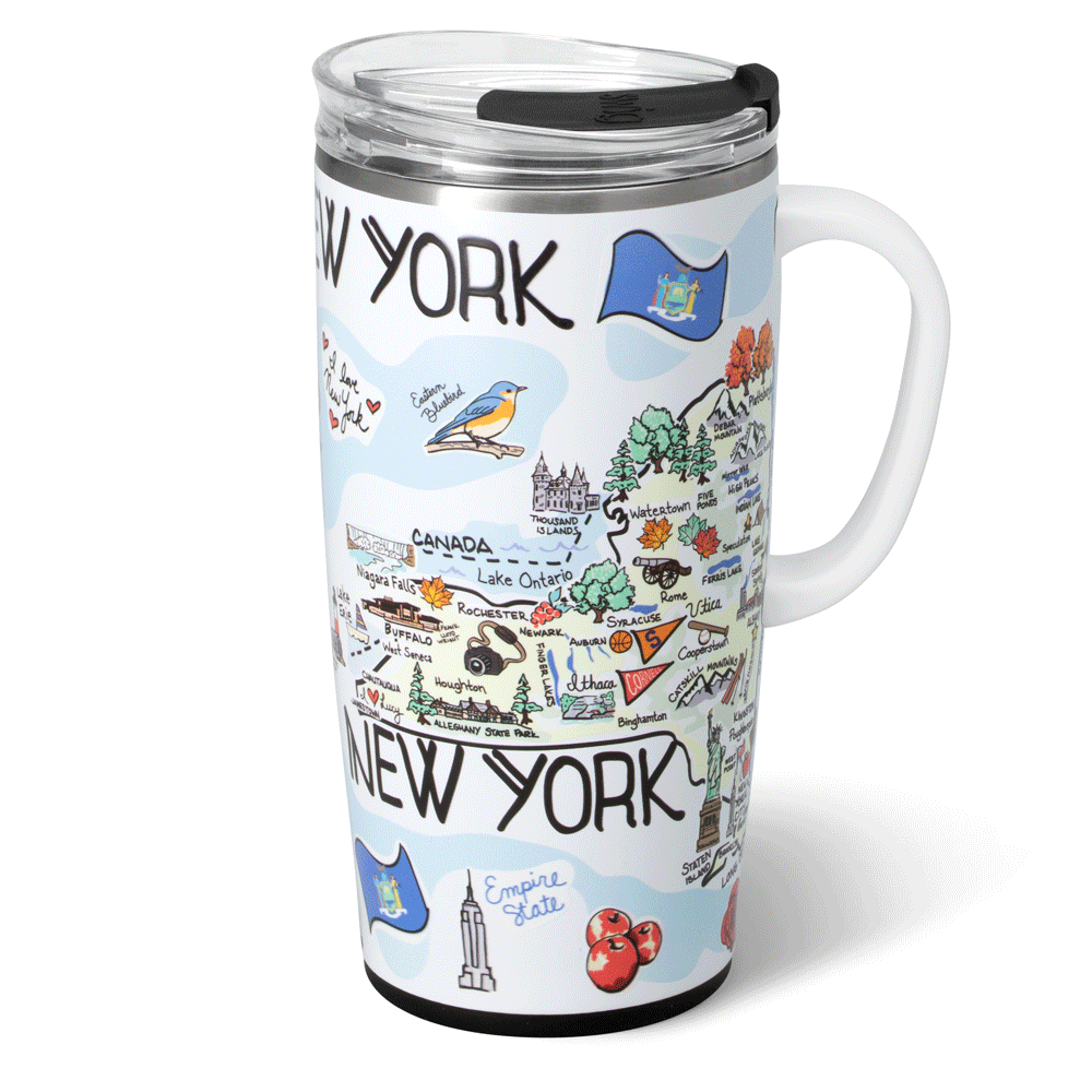 22oz Insulated Travel Mug for Coffee & Tea - New York Themed Stainless Steel Tumbler with Lid - Perfect for Commuting, Road Trips & Outdoor Adventures