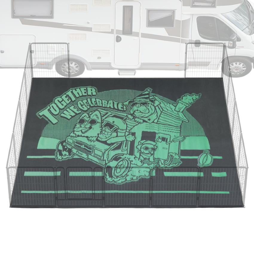 Let's ROLL RV Rug - Durable & Washable Pet-Friendly Floor Mat for RV Travel and Camping with Dogs | Perfect for Outdoor Adventures, Road Trips, and Cozy Cabin Living