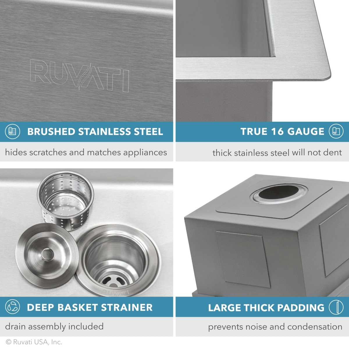 15 x 20 Inch Stainless Steel RV Sink - 16 Gauge Drop-in Topmount Workstation Bar Prep Sink for Kitchen, Camper & Tiny House Use