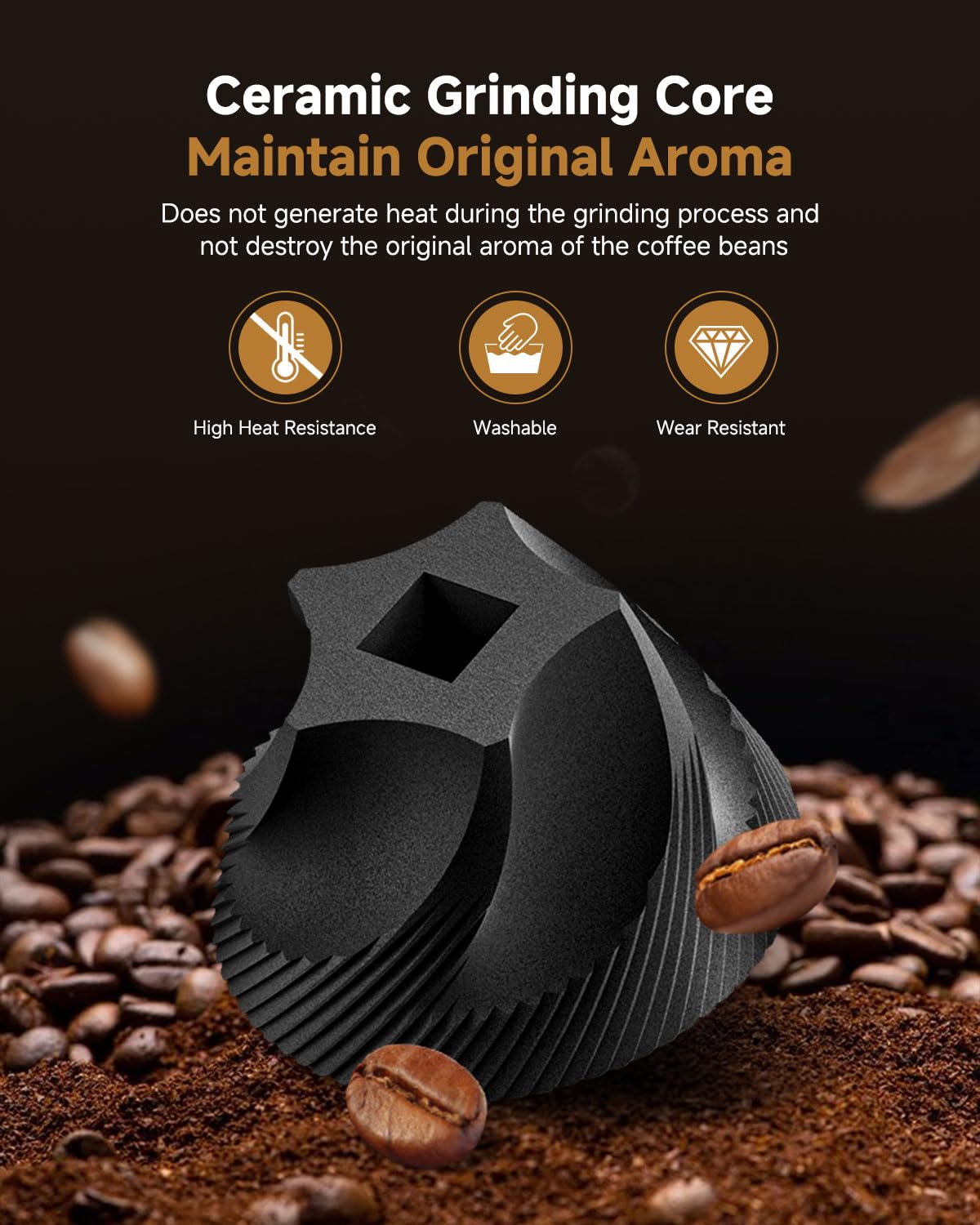 Premium Manual Coffee Grinder with Ceramic Conical Burr - 30 Adjustable Settings for Espresso, French Press & Pour Over | Portable Hand Crank Mill for Home, Camping & Travel | Perfect Gift for Coffee Lovers