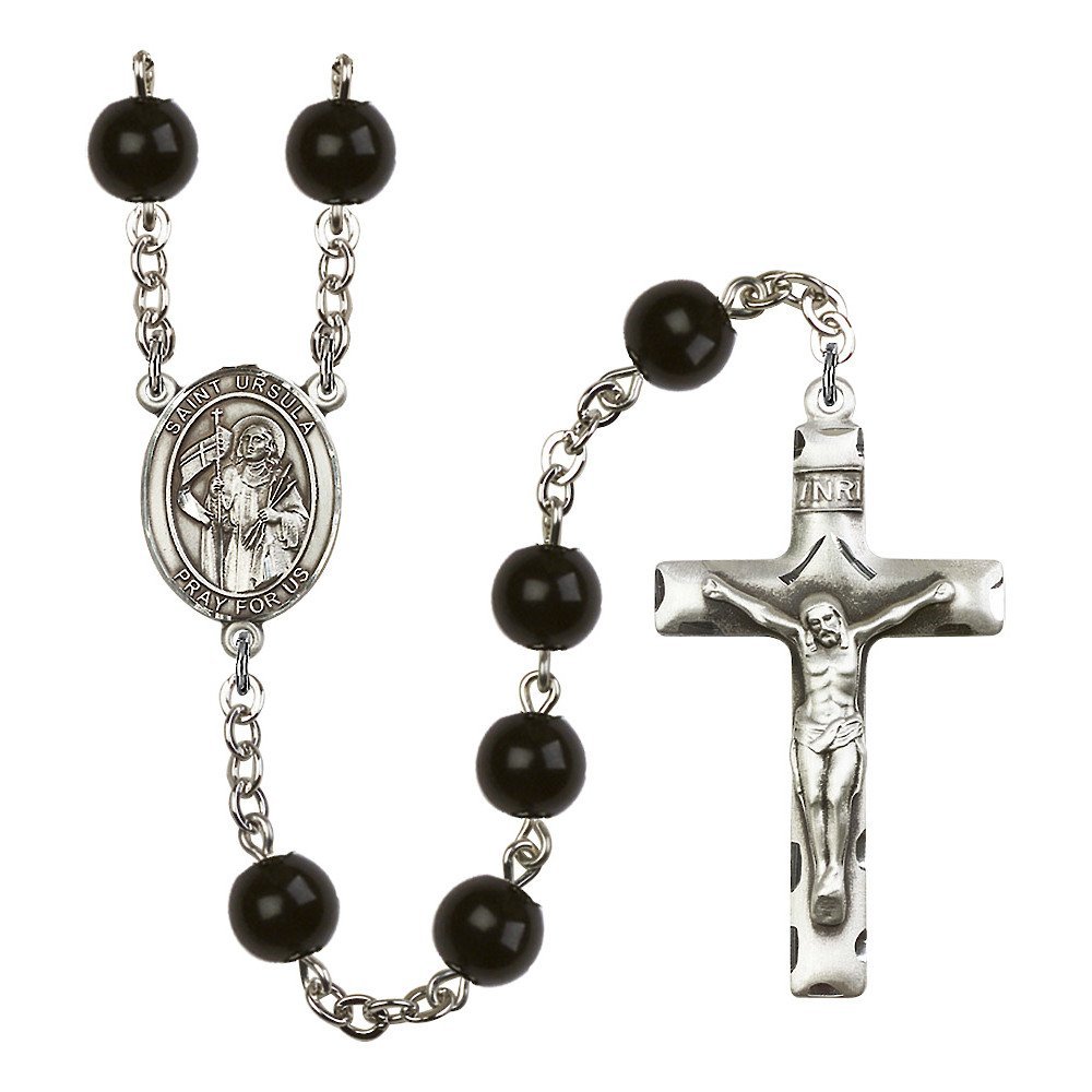 Bonyak Jewelry St. Ursula Silver-Plated Rosary Necklace - Birthstone Colors for All 12 Months | Perfect Catholic Gift for Baptism, First Communion & Religious Occasions
