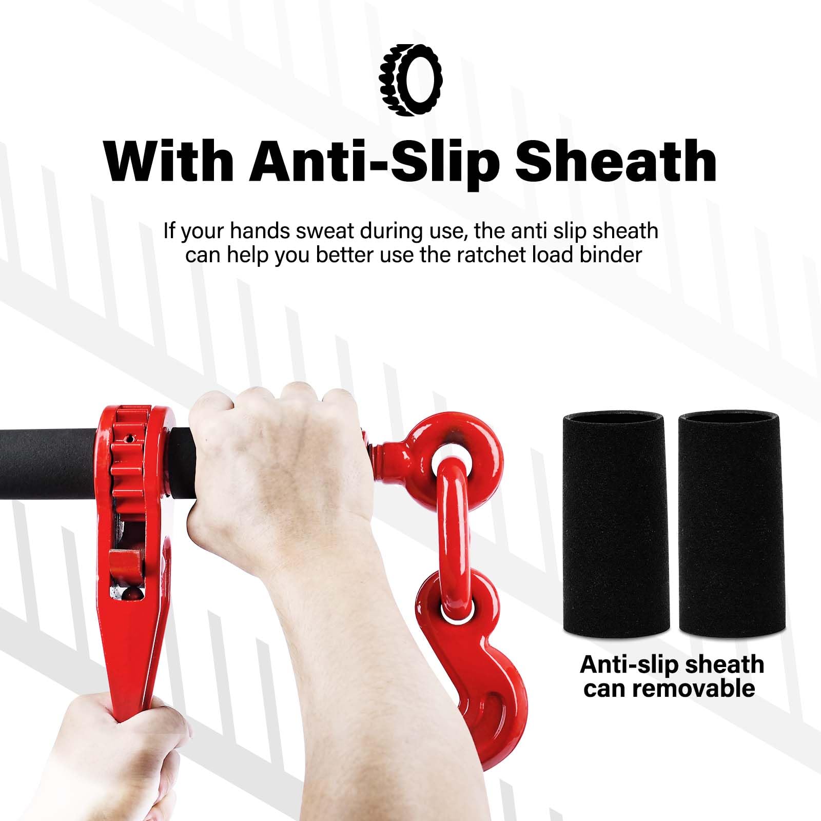 **G80 Chain Binder 1/4'' - 5/16'' with G80 Grab Hooks, 2-Pack Red Grade 80 Ratchet Load Binder 2,200 LBS WLL - Heavy-Duty for Hauling, Tie Down, Towing, Industrial & Agricultural Use - Ideal for Trailers, Trucks, and Construction Equipment**