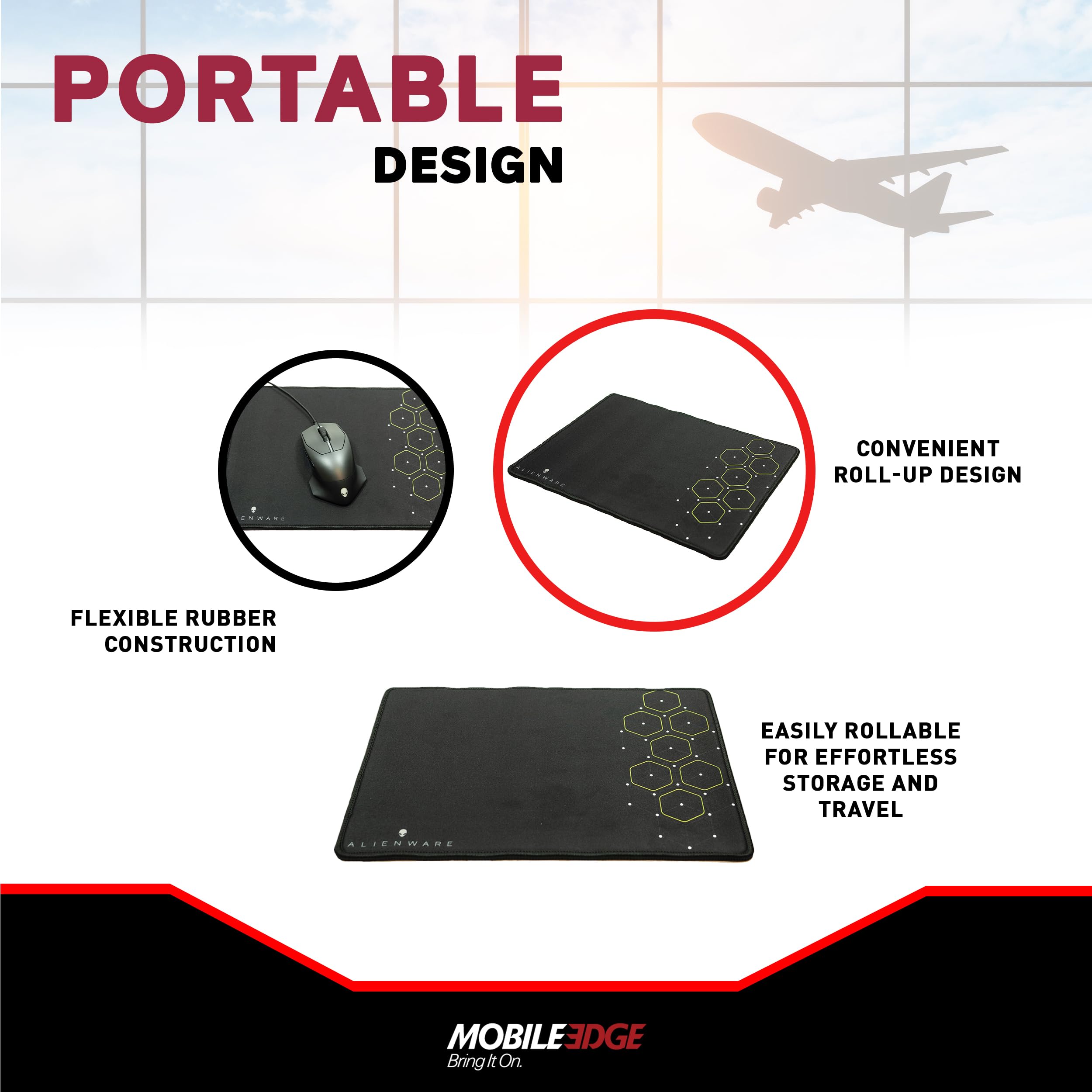 Alienware Dot Hex Gaming Mouse Pad - Non-Slip Rubber Base, Portable Roll-Up Design 10