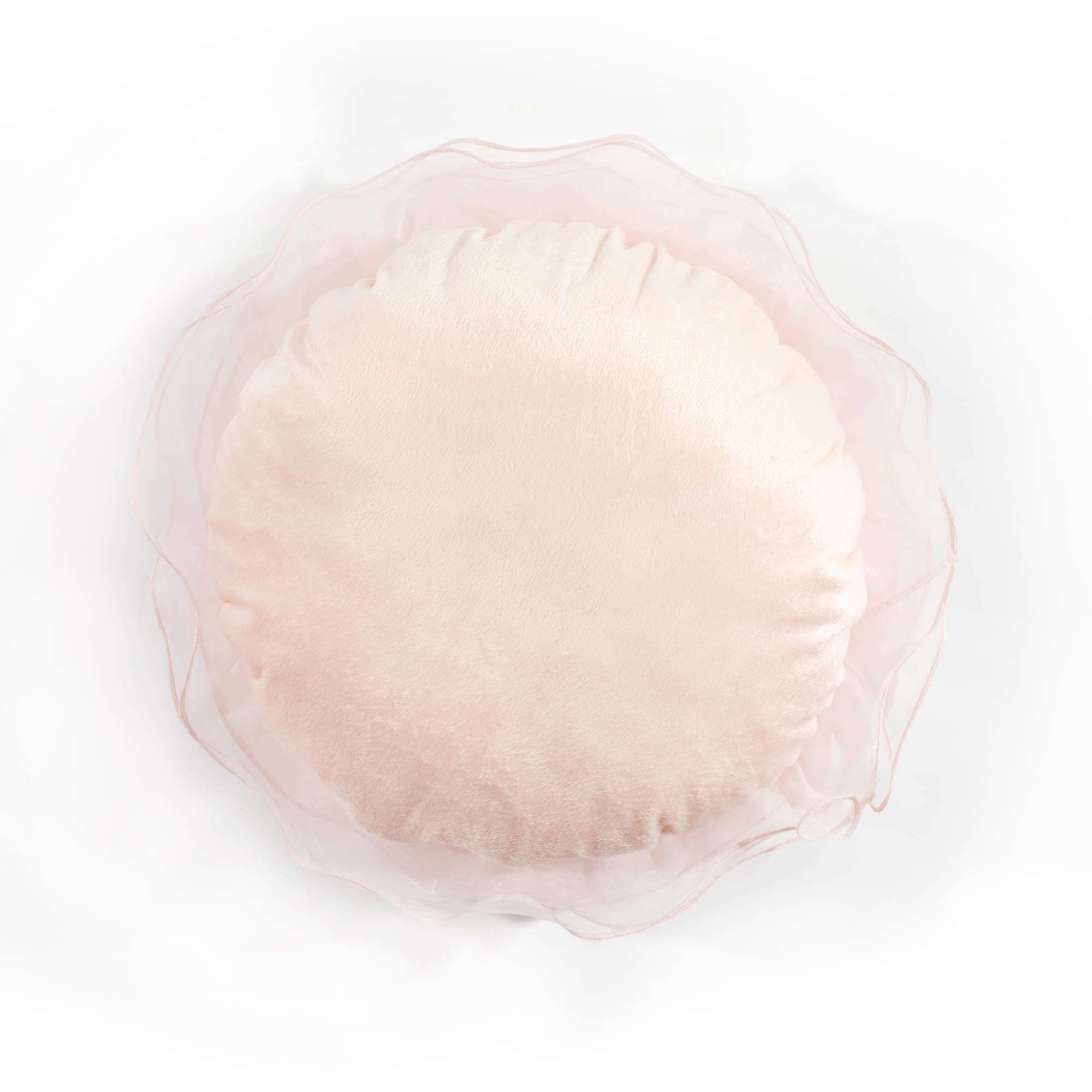 Lush Decor Ruffle Layer Flower Decorative Throw Pillow - 17 Inch Round Blush Pink Cushion Cover for Bed, Sofa, Chair - Perfect for Living Room, Bedroom & Nursery Decor