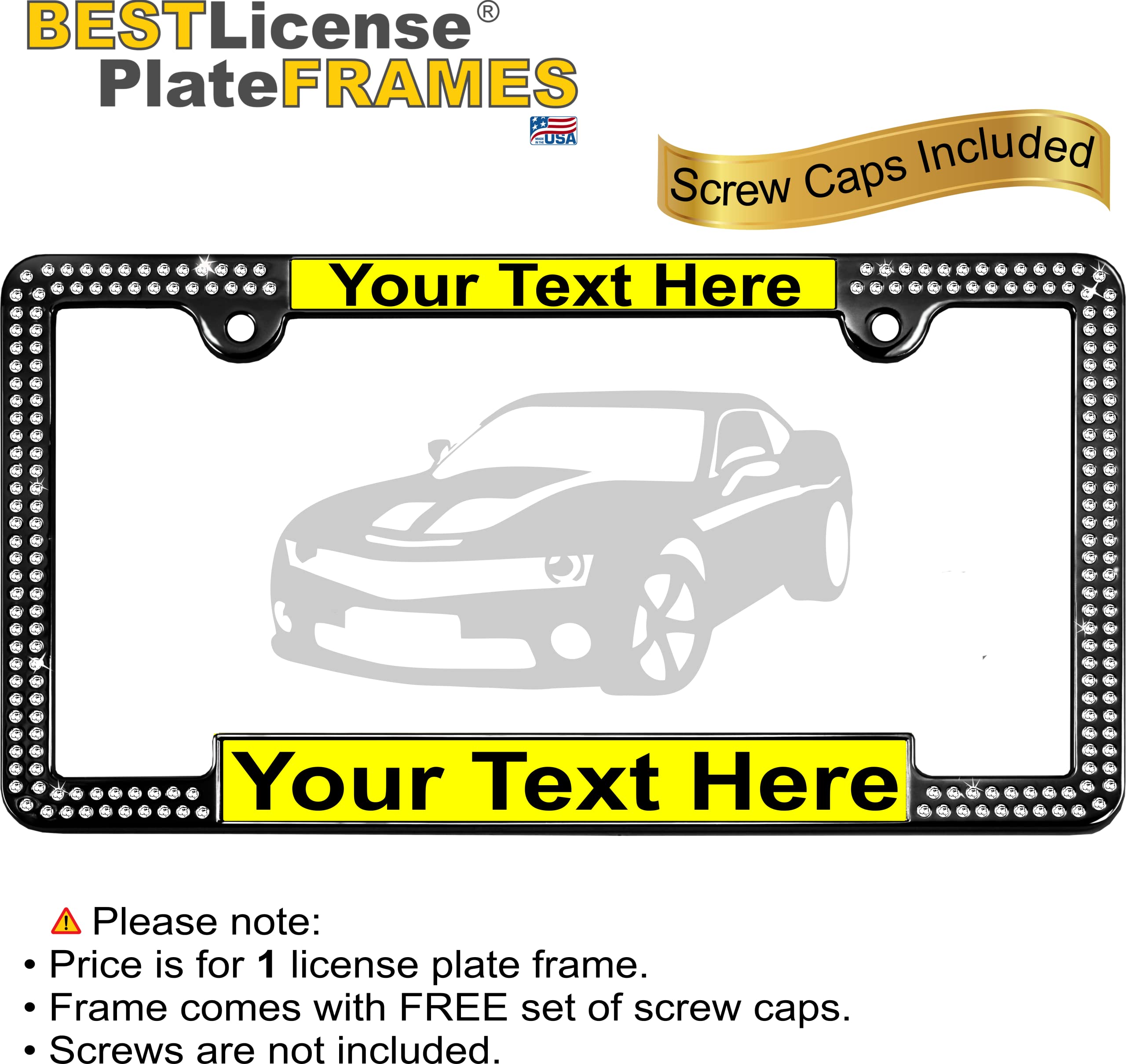 Custom Laser Engraved Crystal License Plate Frame - Bling Car Accessory for Personalization