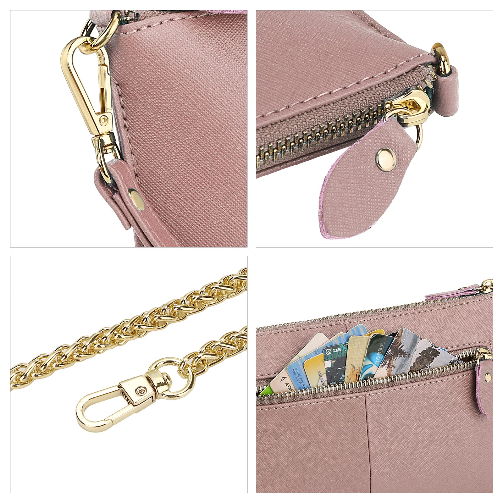 Uromee Genuine Leather Wristlet Wallet Clutch for Women - Crossbody Bag with Detachable Shoulder Strap - Perfect for Parties, Travel & Everyday Use